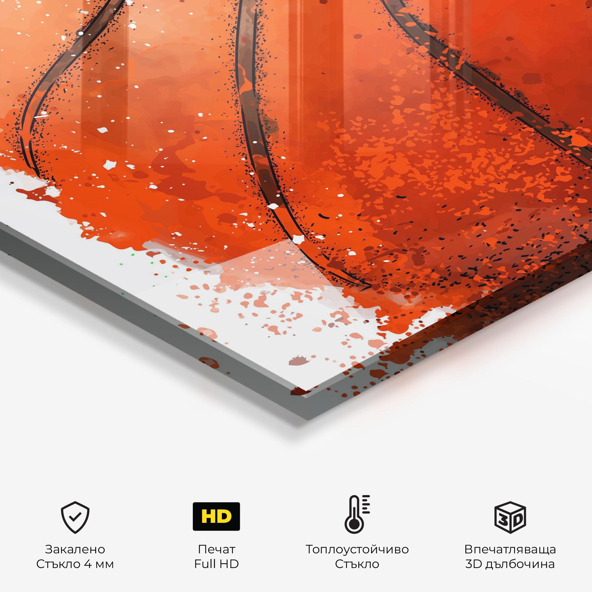 Стъклен панел за кухня Orange Basket Ball mockup 2
