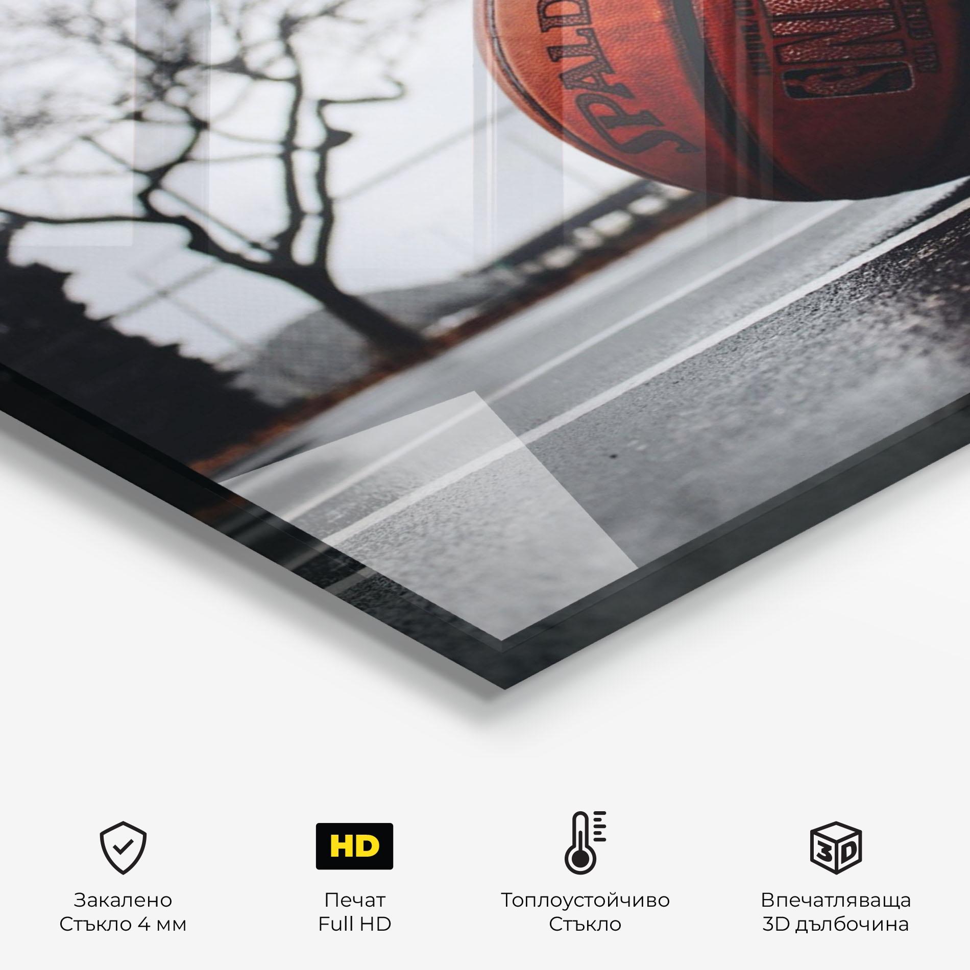 Стъклен панел за кухня Orange Basketball On Grey mockup 2