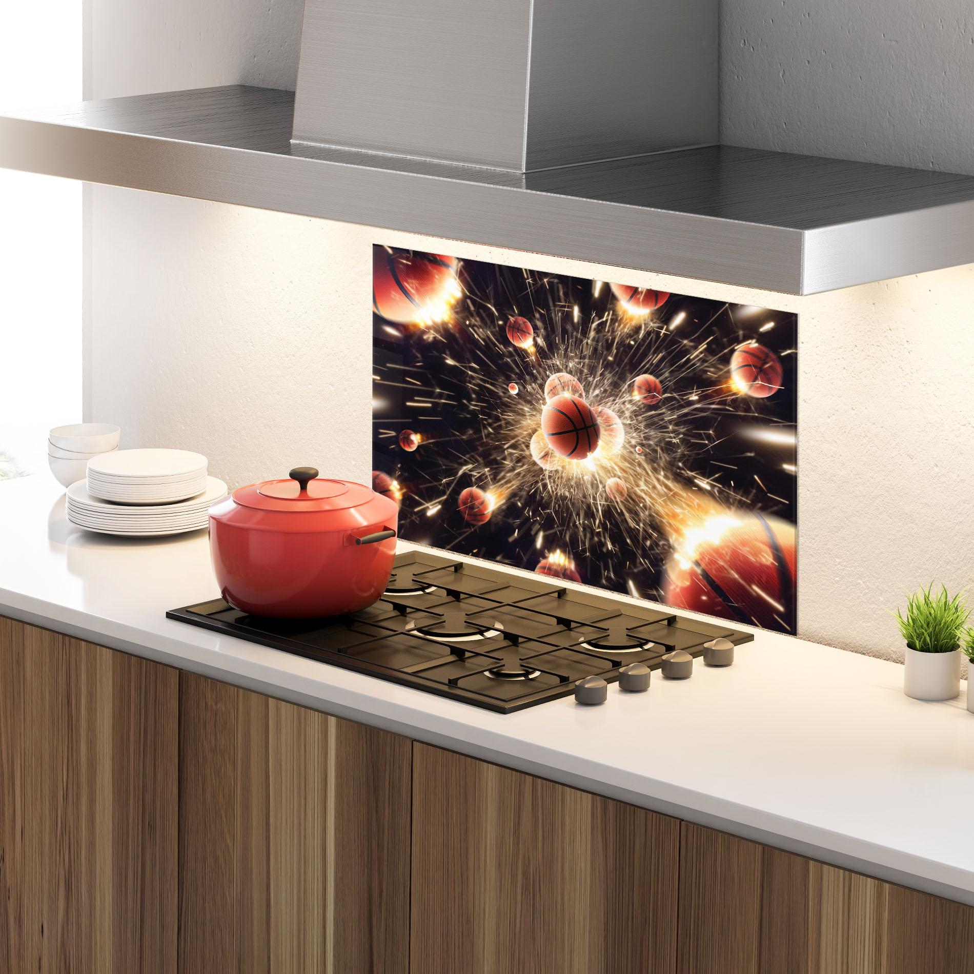 Стъклен панел за кухня Basketball Explosion mockup 4