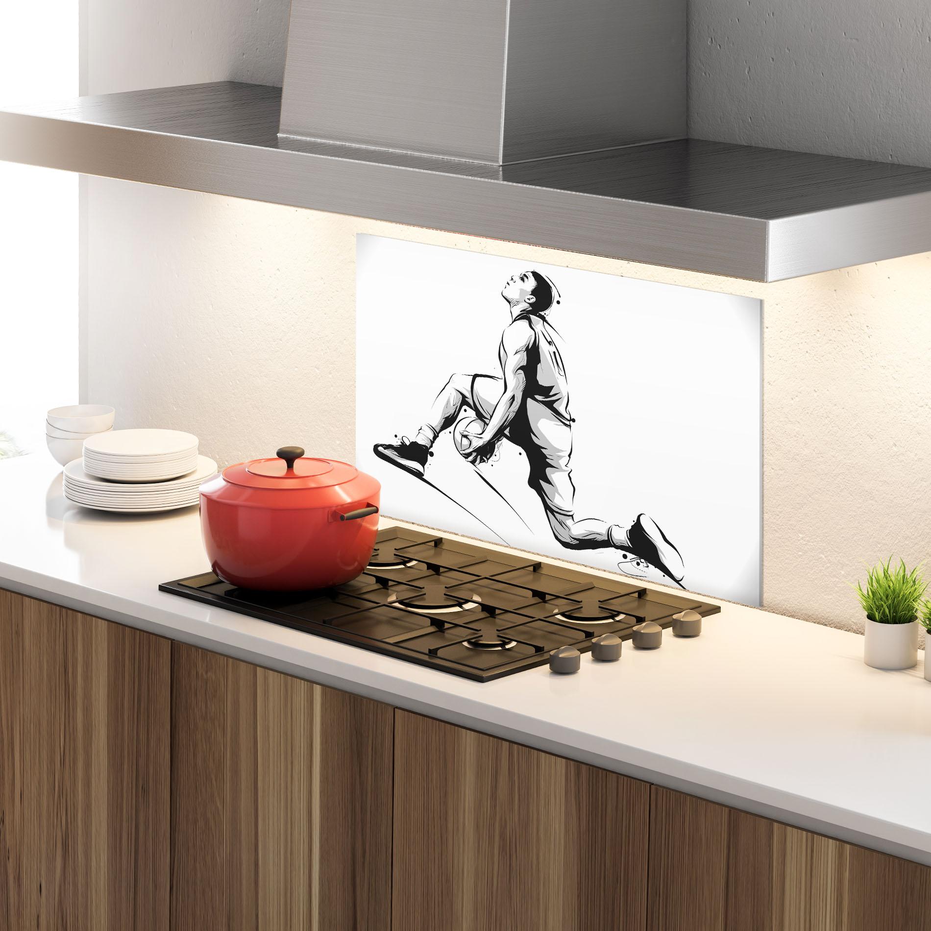 Стъклен панел за кухня Basketball Player Jump mockup 4