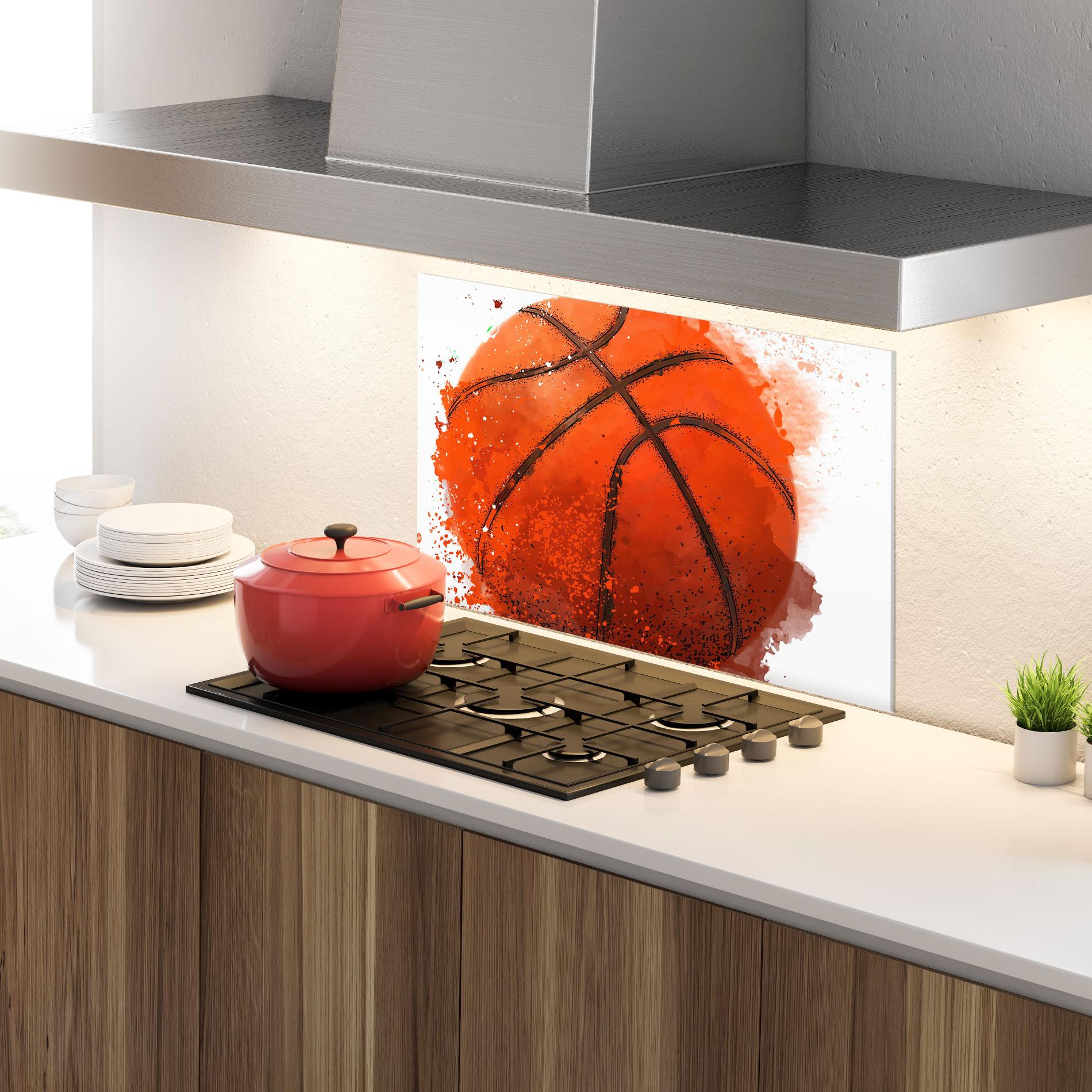 Стъклен панел за кухня Orange Basket Ball mockup 4