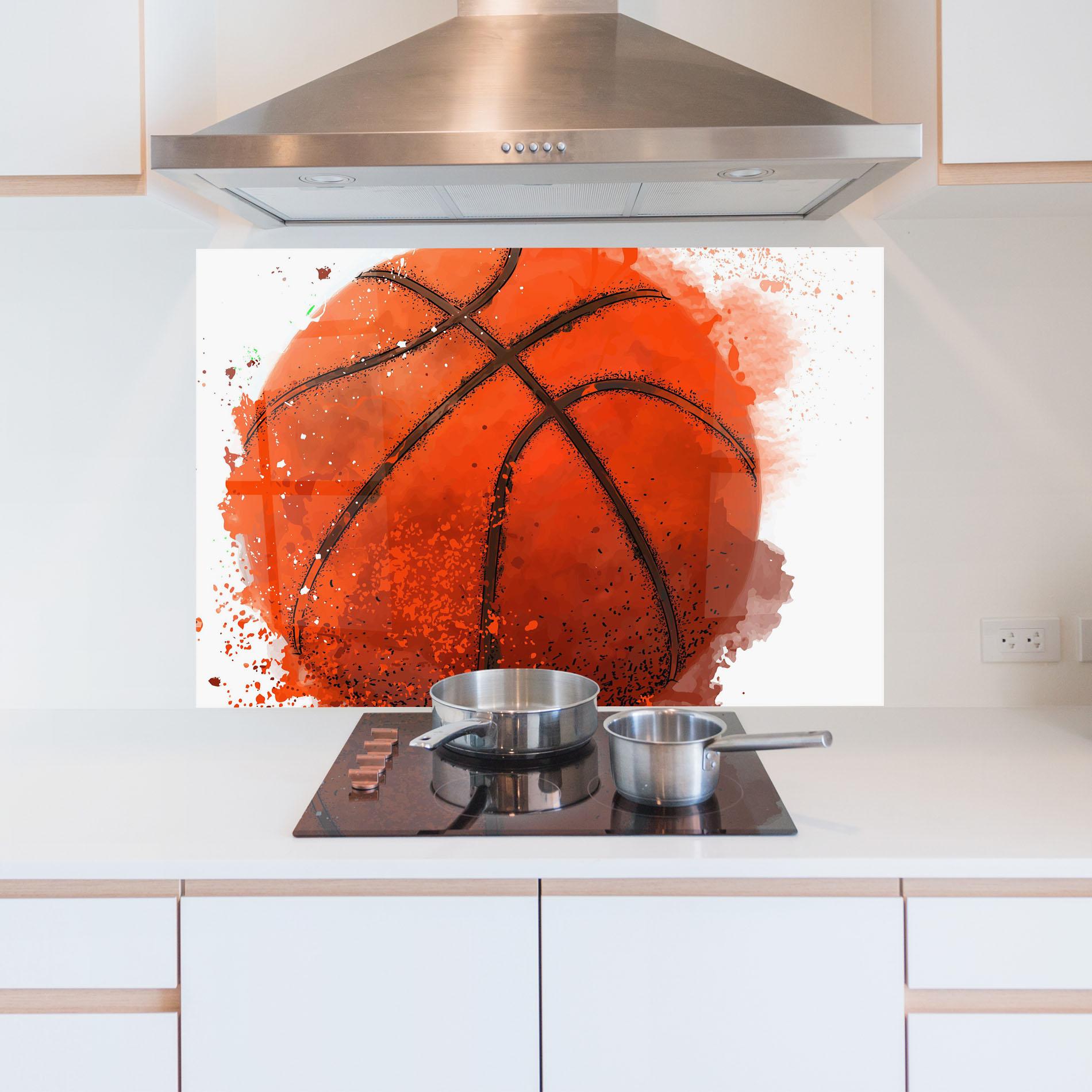 Стъклен панел за кухня Orange Basket Ball mockup 5