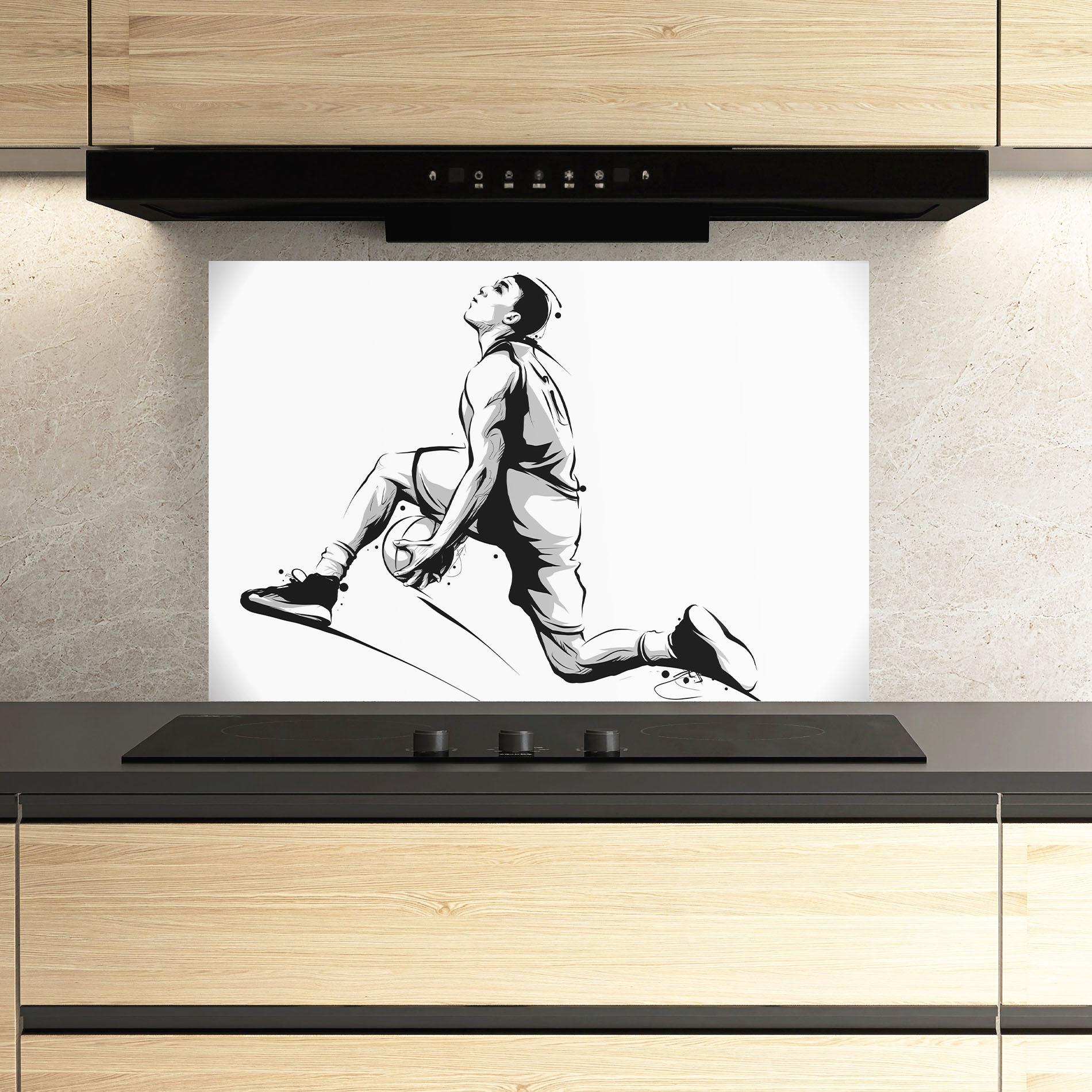 Стъклен панел за кухня Basketball Player Jump mockup 3