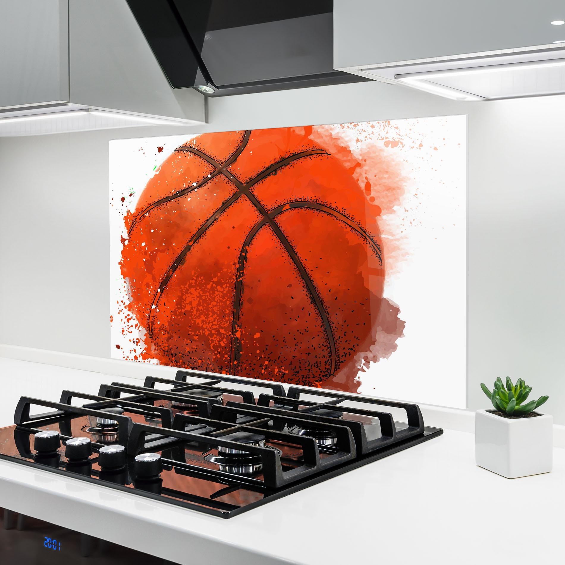 Стъклен панел за кухня Orange Basket Ball mockup 6