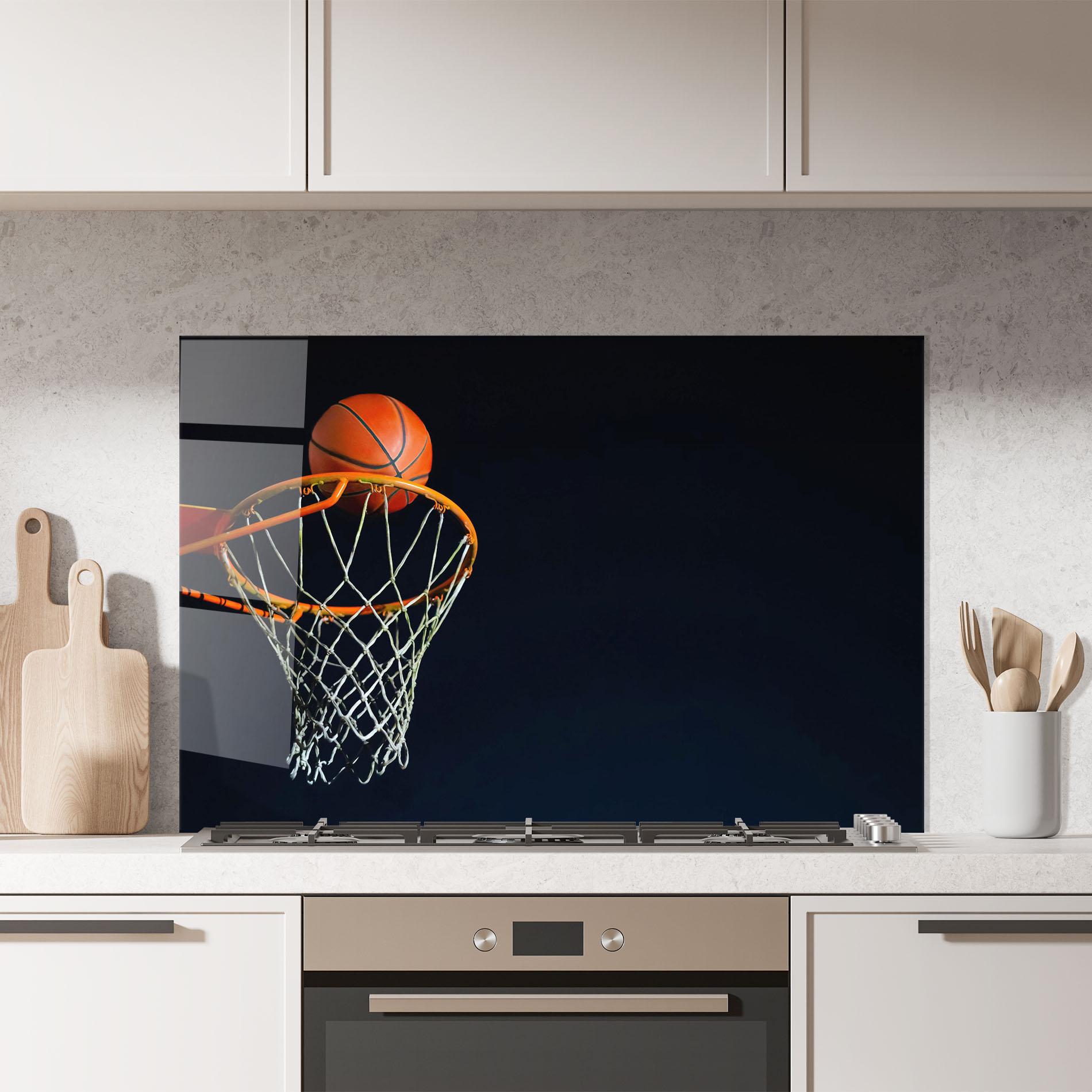 Стъклен панел за кухня Basketball Hoop On Black mockup 7