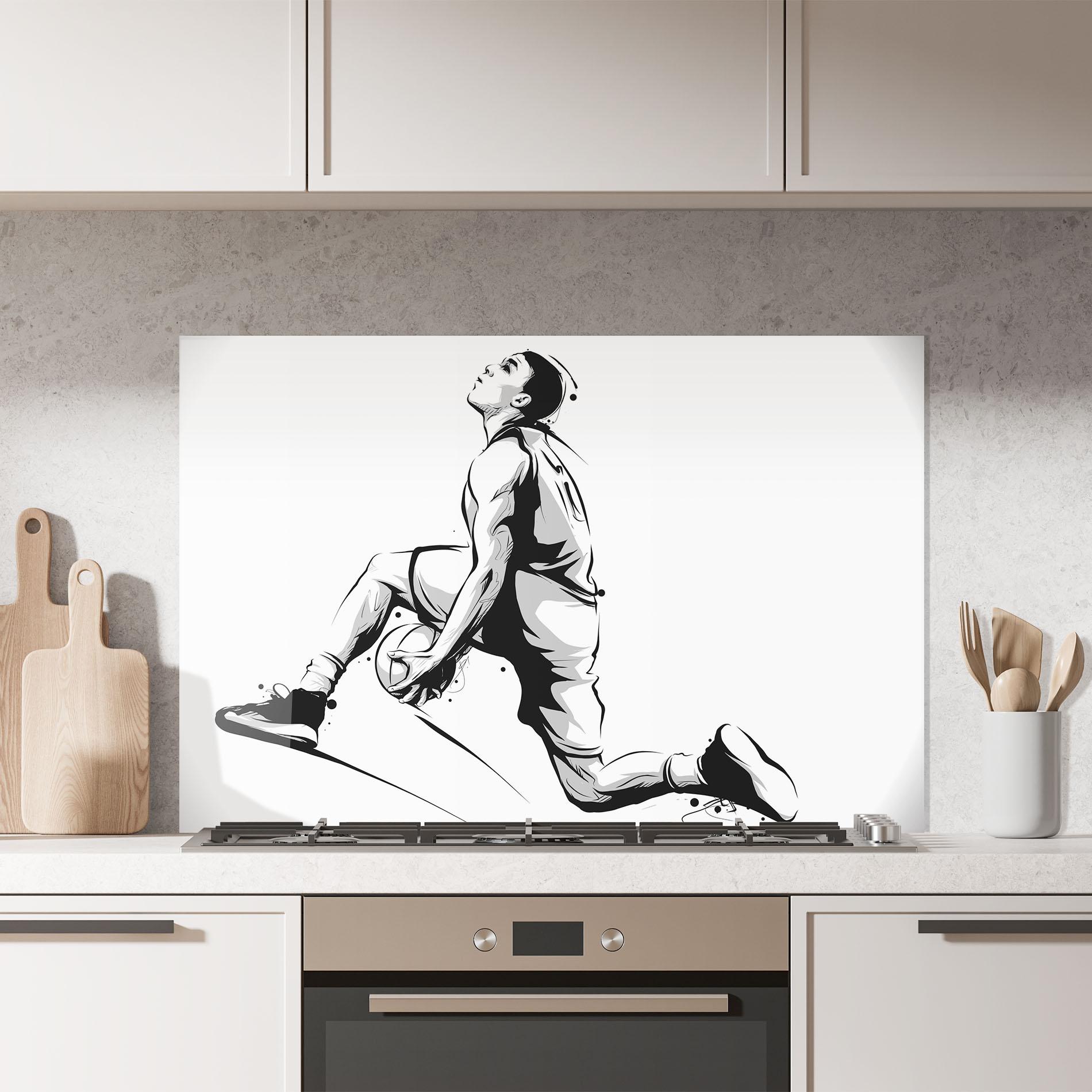Стъклен панел за кухня Basketball Player Jump mockup 7