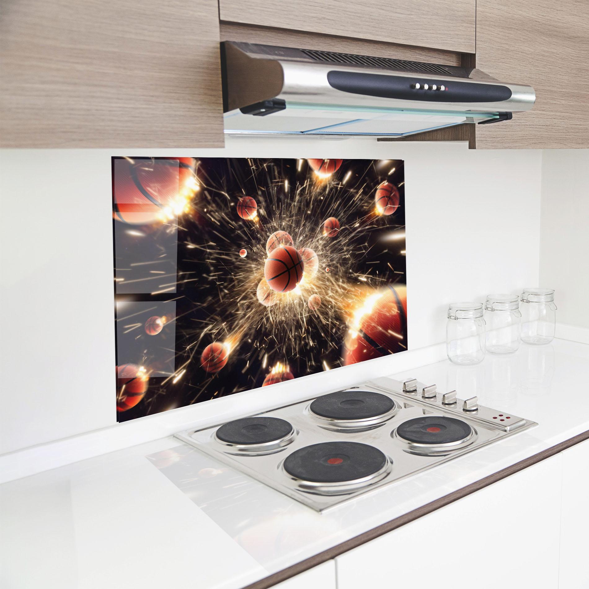 Стъклен панел за кухня Basketball Explosion mockup 8
