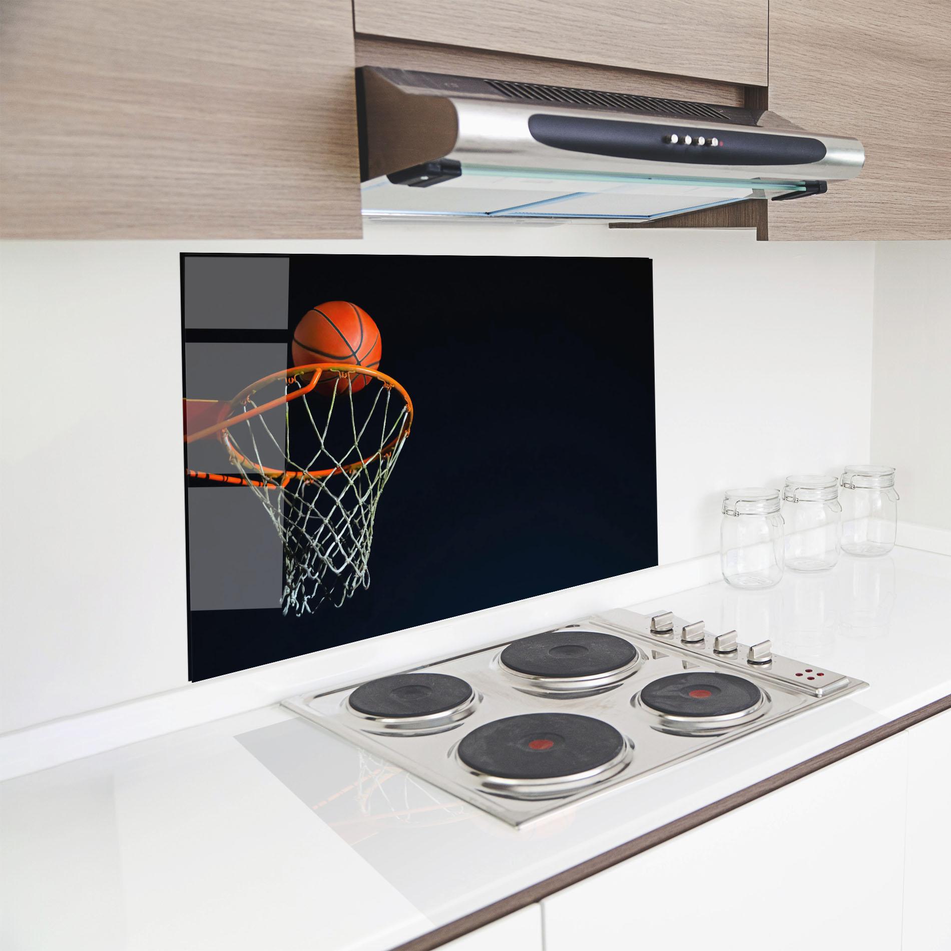 Стъклен панел за кухня Basketball Hoop On Black mockup 8