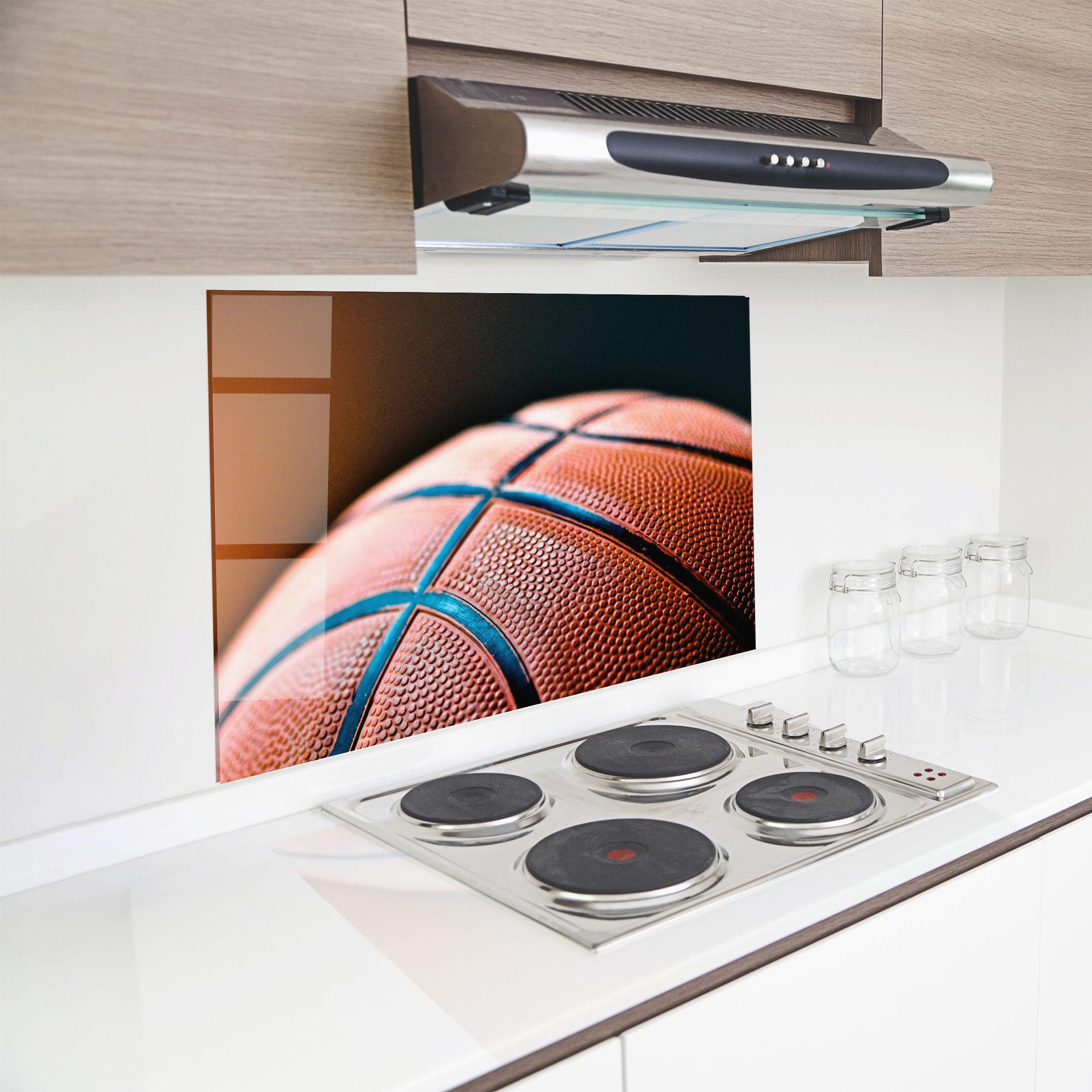 Стъклен панел за кухня Basketball In Light mockup 8