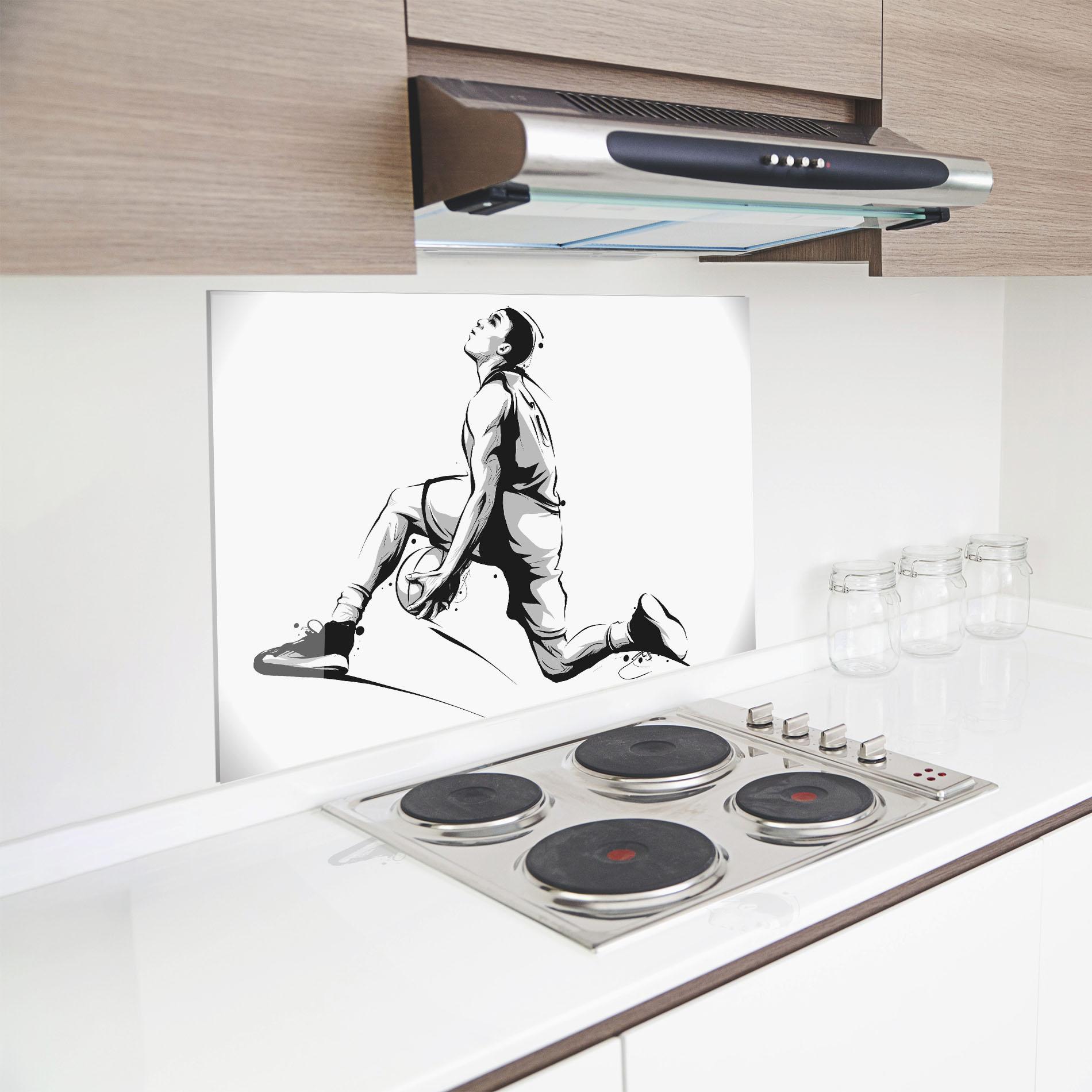 Стъклен панел за кухня Basketball Player Jump mockup 8