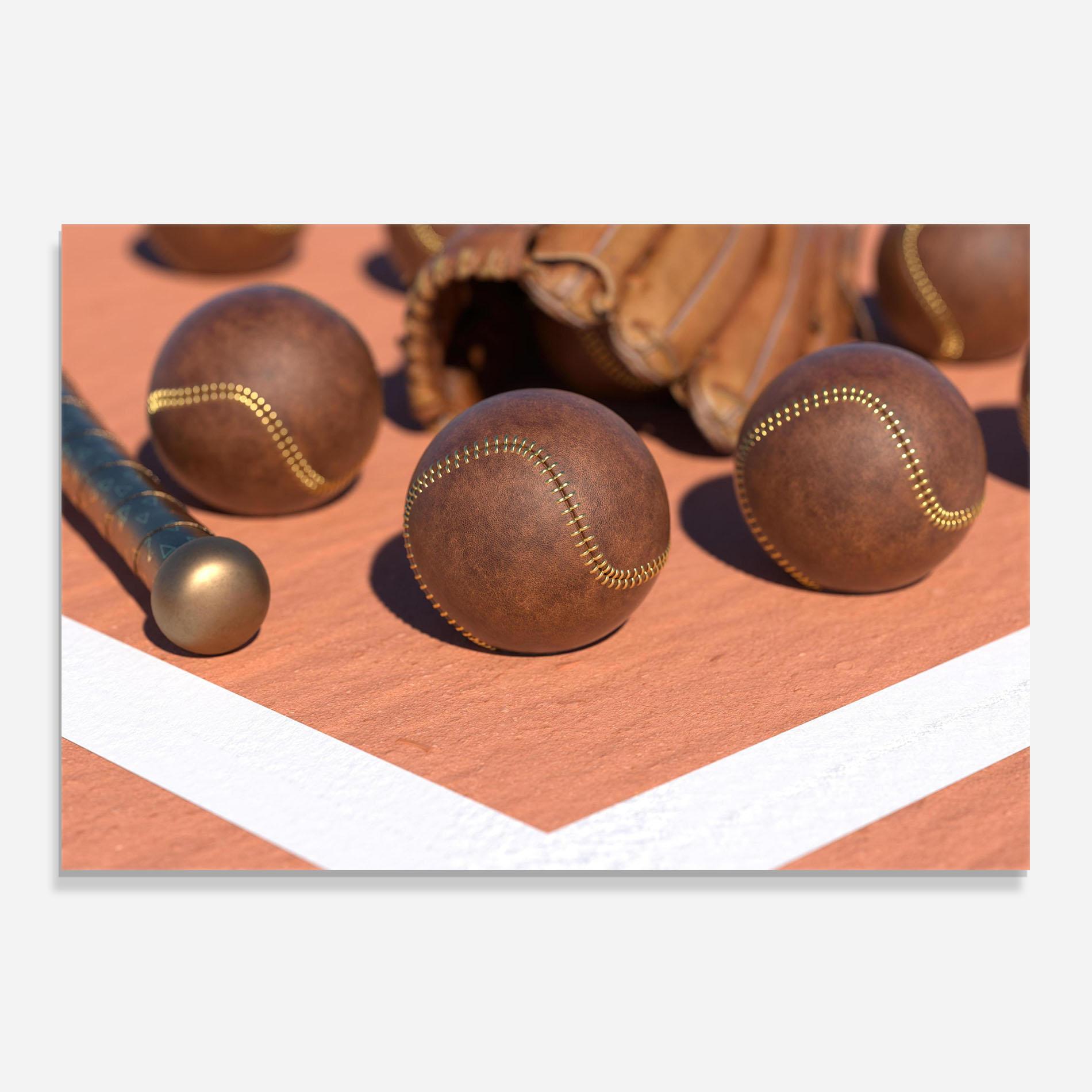 Стъклен панел за кухня Brown Baseball Ball mockup 0