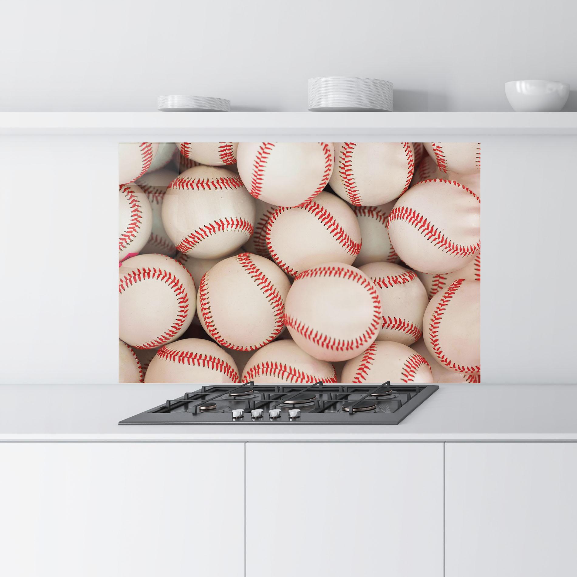 Стъклен панел за кухня Baseball Balls Stack mockup 9