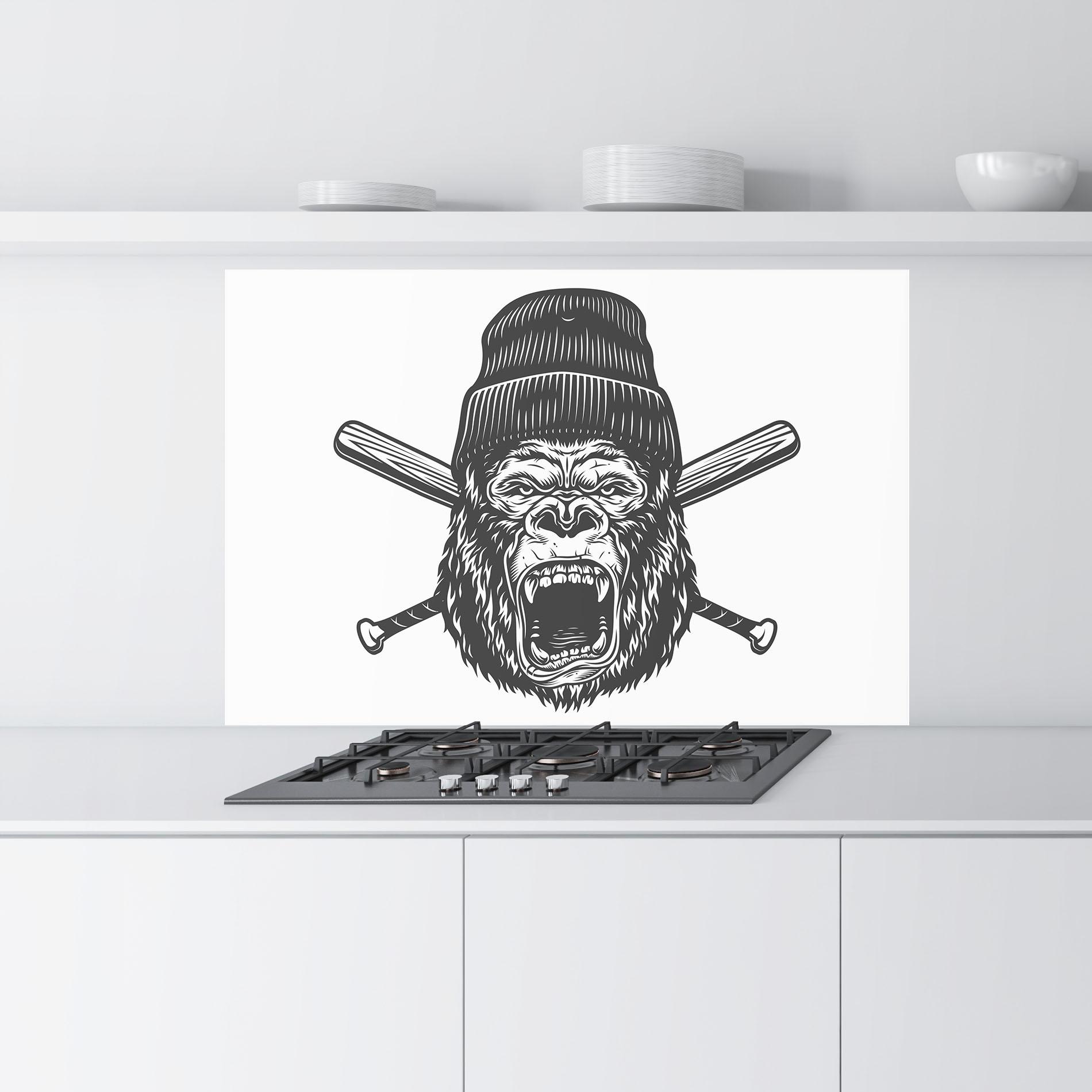 Стъклен панел за кухня Baseball Gorilla mockup 9