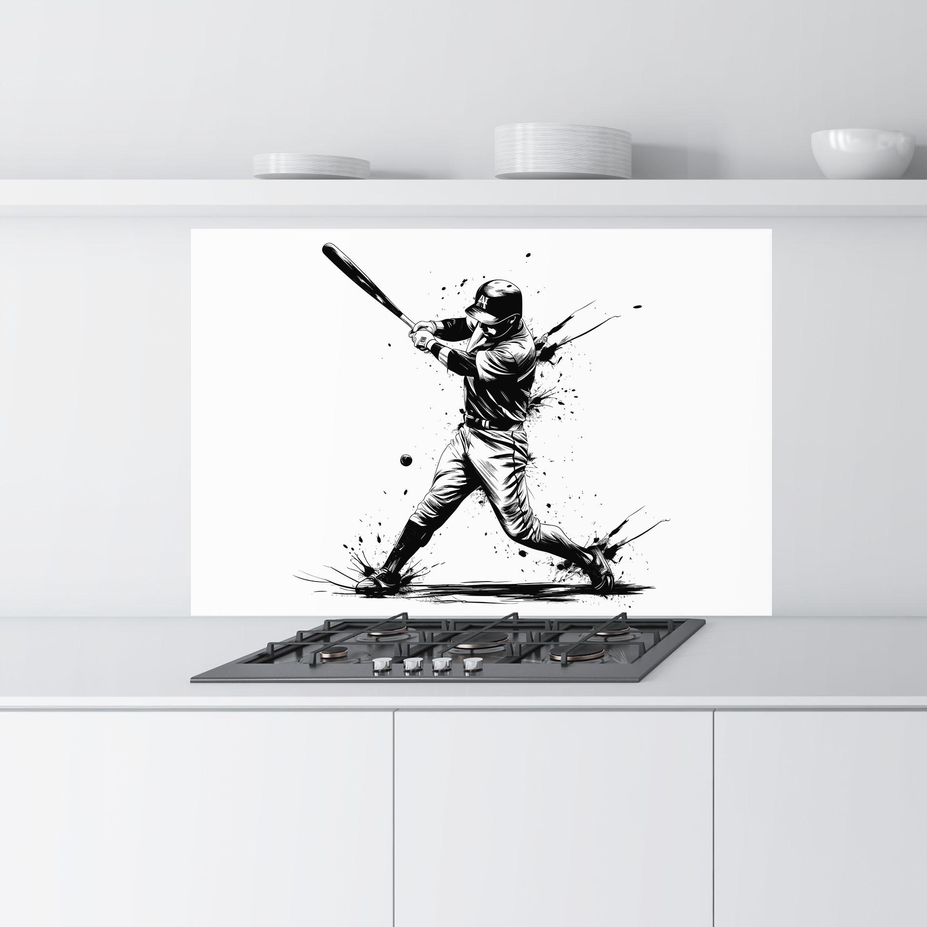 Стъклен панел за кухня Baseball Splash mockup 9