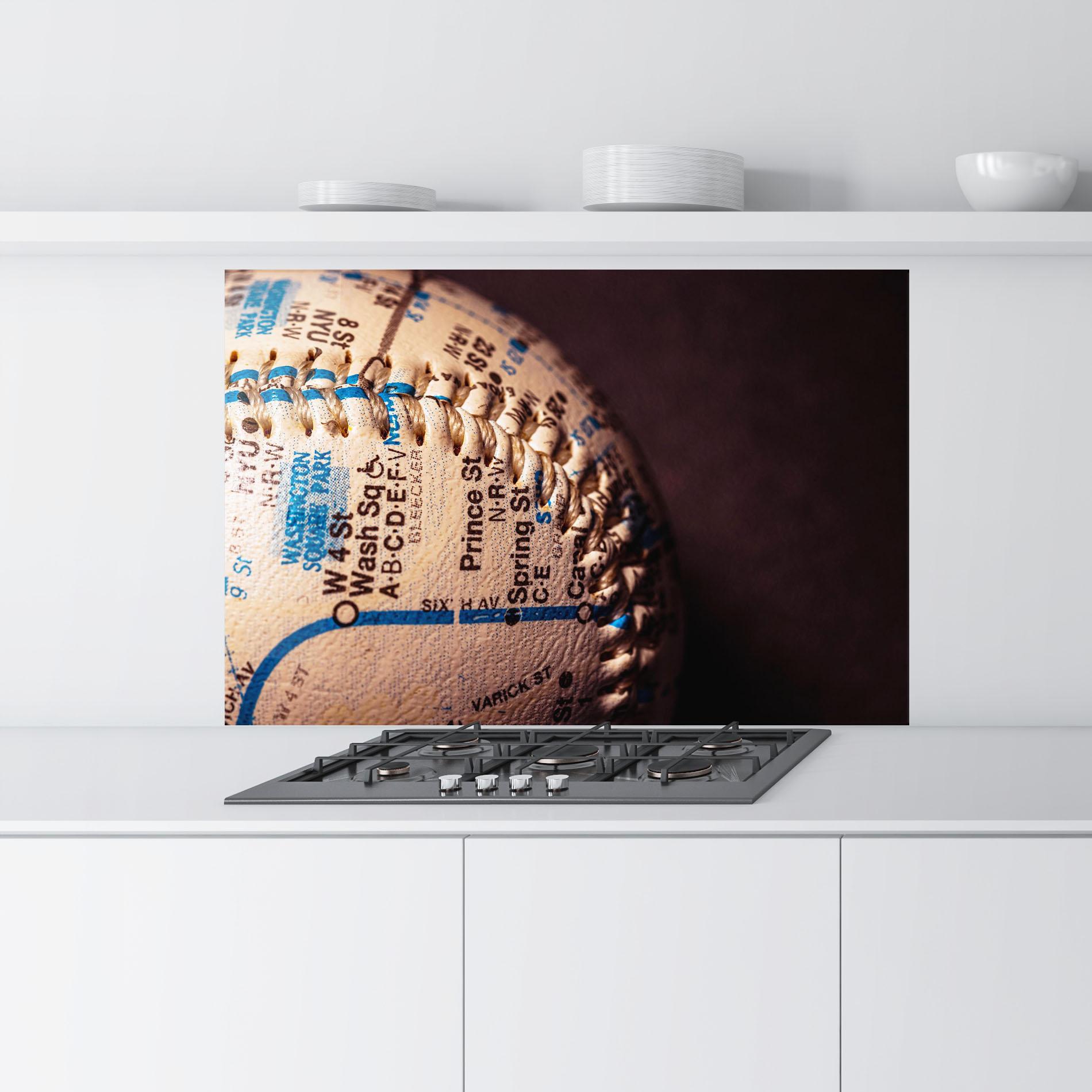 Стъклен панел за кухня Blue Text Baseball Ball mockup 9