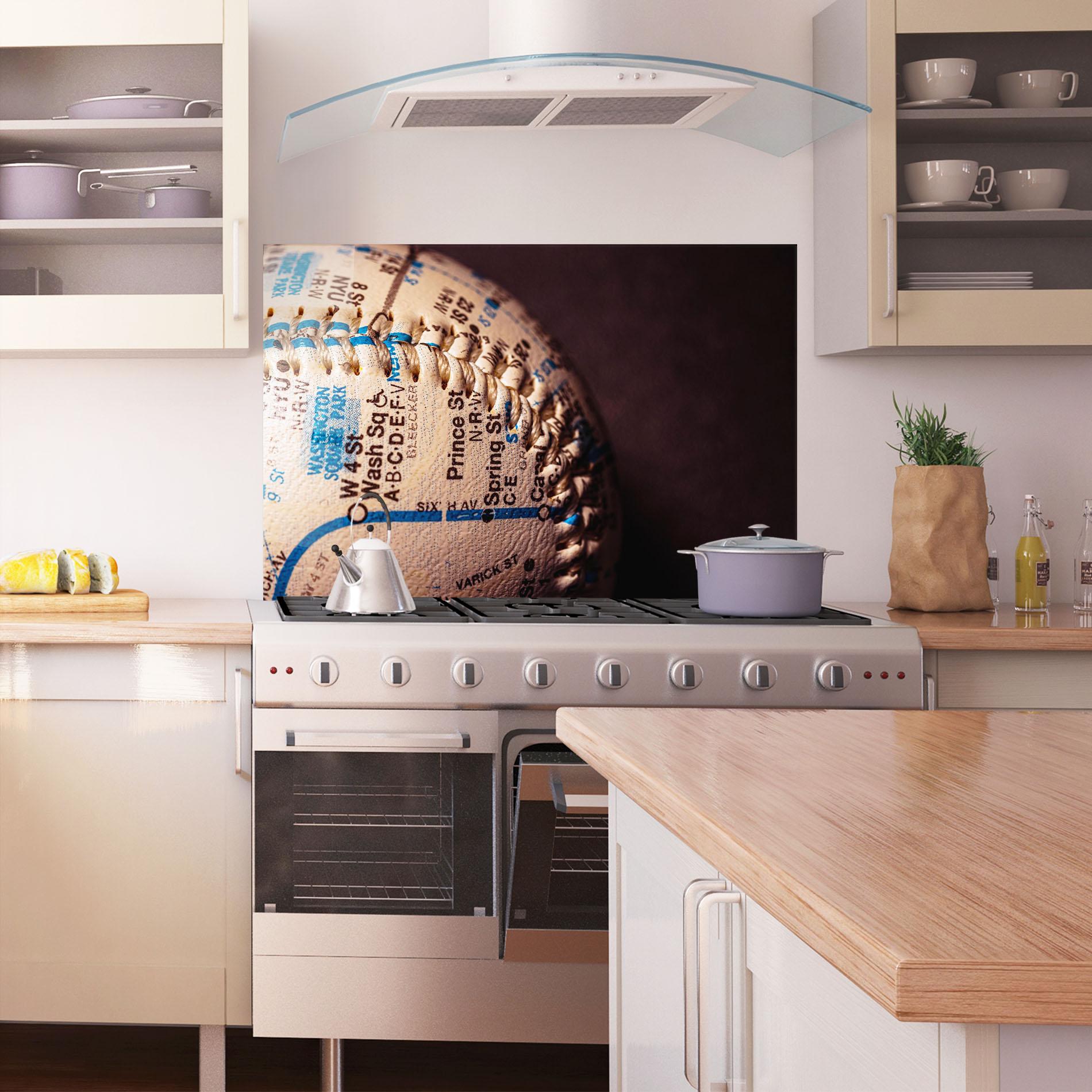 Стъклен панел за кухня Blue Text Baseball Ball mockup 1