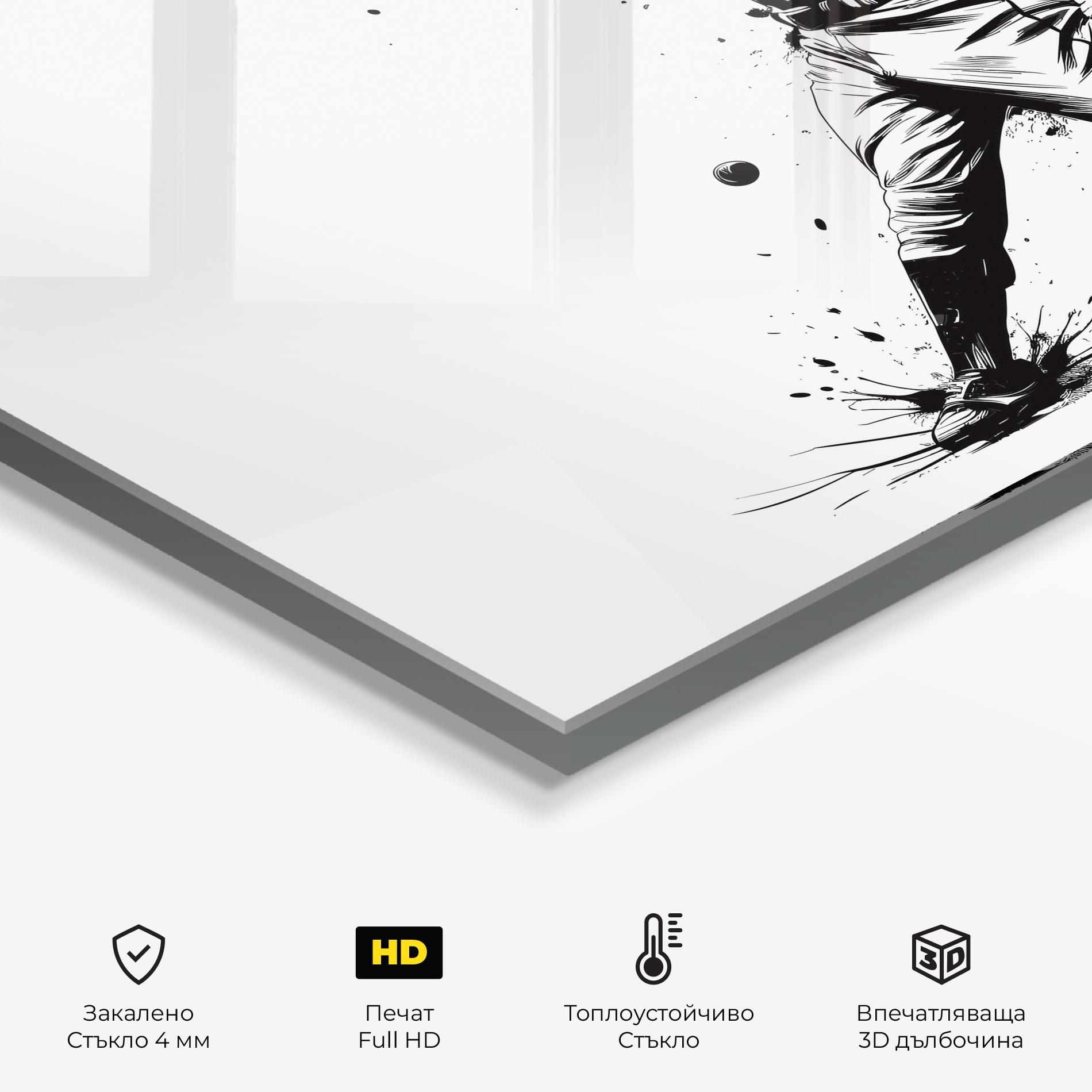 Стъклен панел за кухня Baseball Splash mockup 2