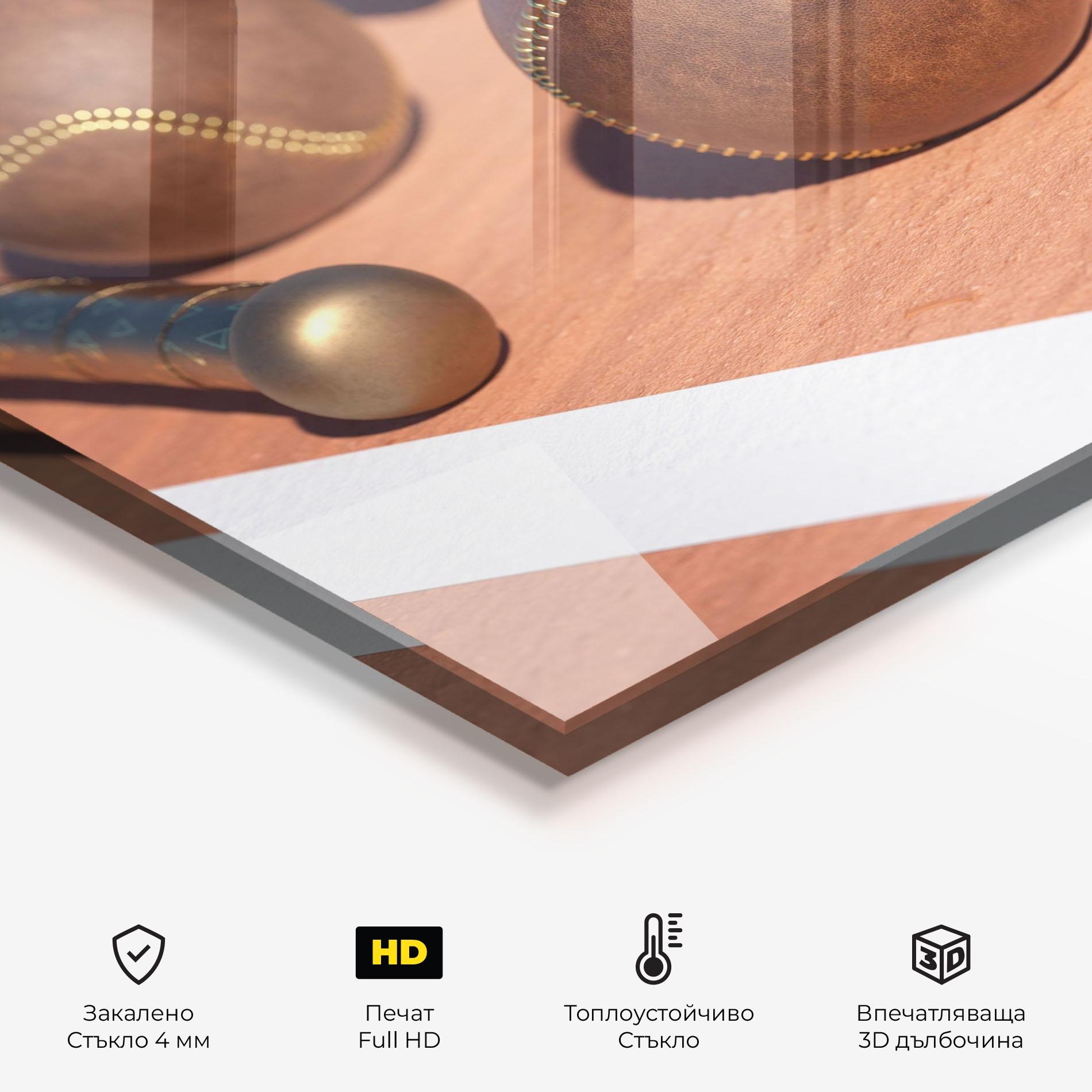Стъклен панел за кухня Brown Baseball Ball mockup 2