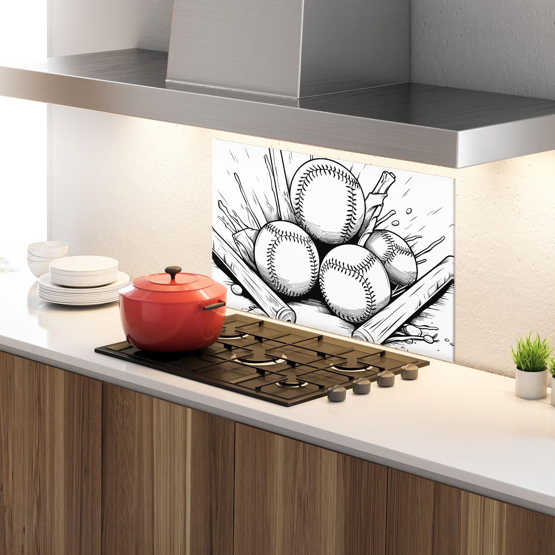 Стъклен панел за кухня Big Baseball Ball mockup 4