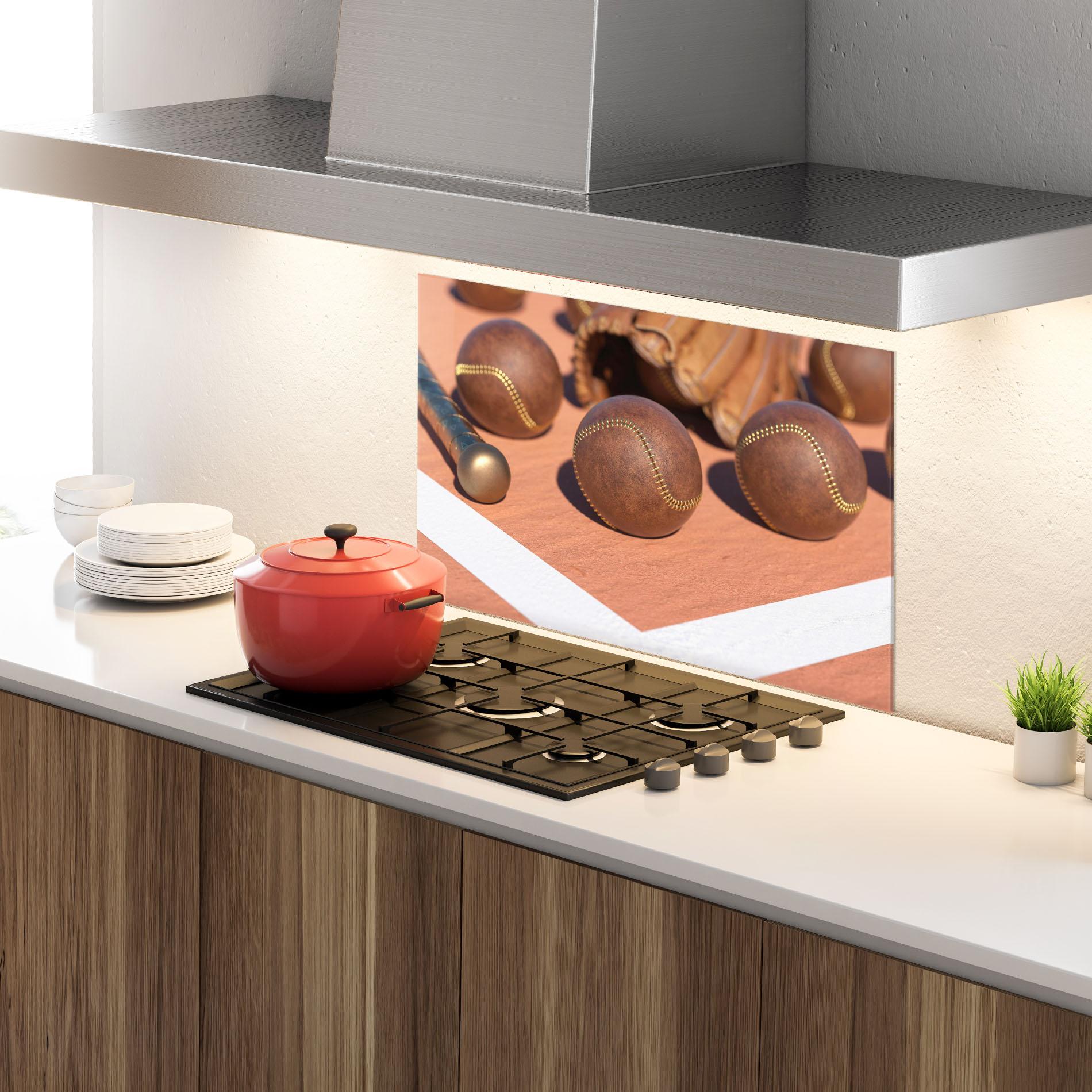 Стъклен панел за кухня Brown Baseball Ball mockup 4