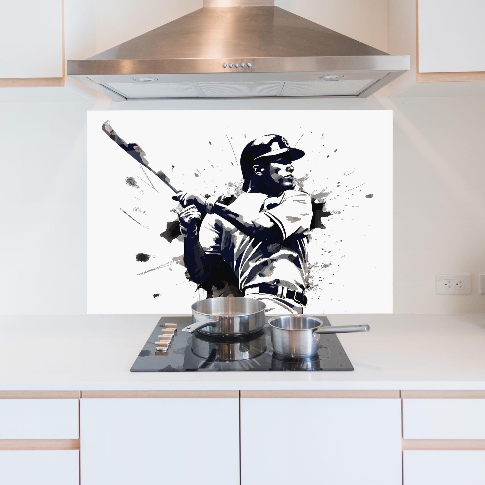 Стъклен панел за кухня Baseball Grey Art mockup 5