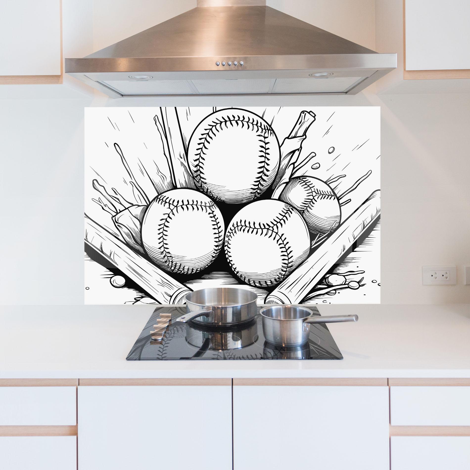 Стъклен панел за кухня Big Baseball Ball mockup 5