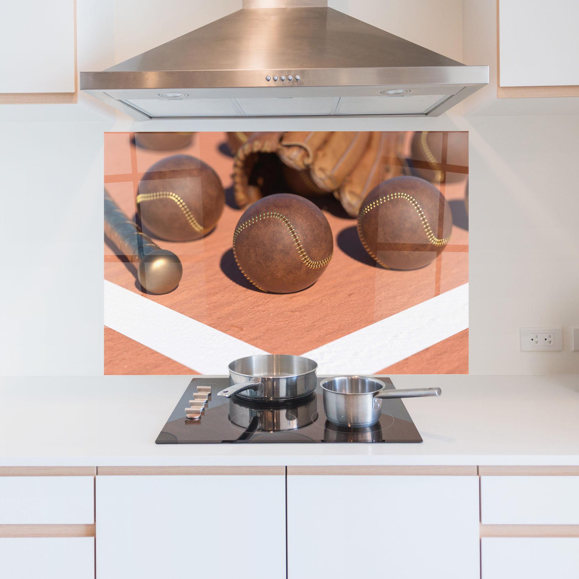 Стъклен панел за кухня Brown Baseball Ball mockup 5