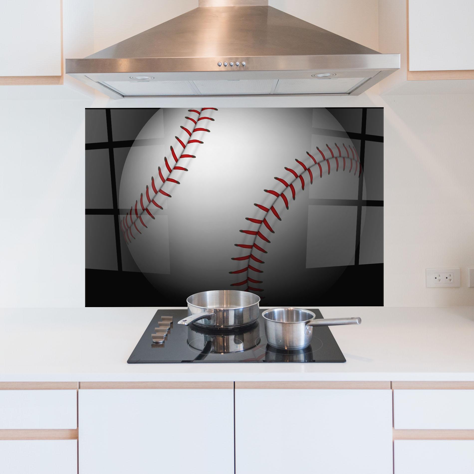 Стъклен панел за кухня Close Up Baseball mockup 5