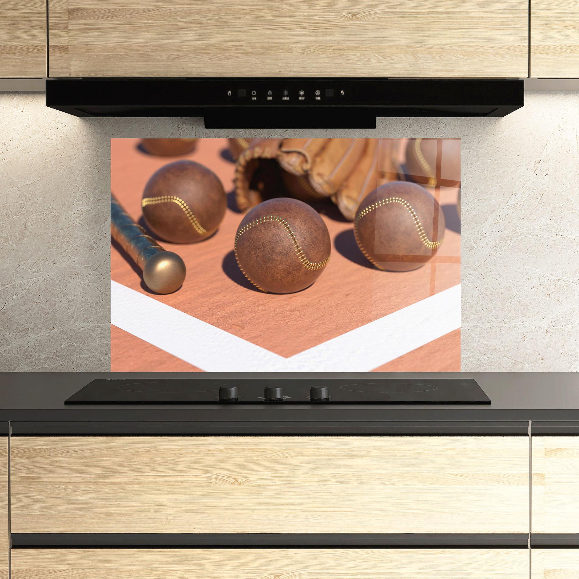 Стъклен панел за кухня Brown Baseball Ball mockup 3