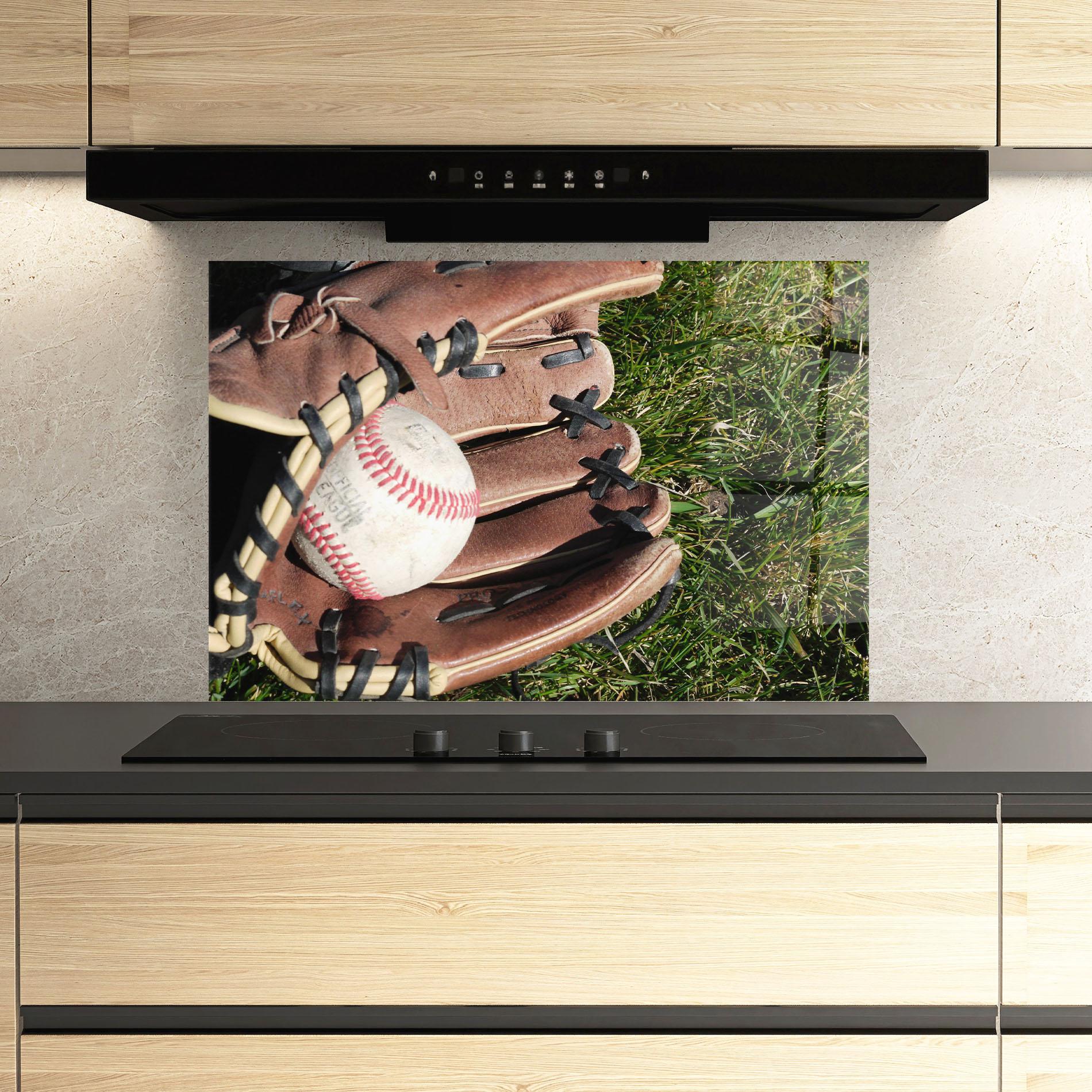 Стъклен панел за кухня Brown Baseball Glove mockup 3