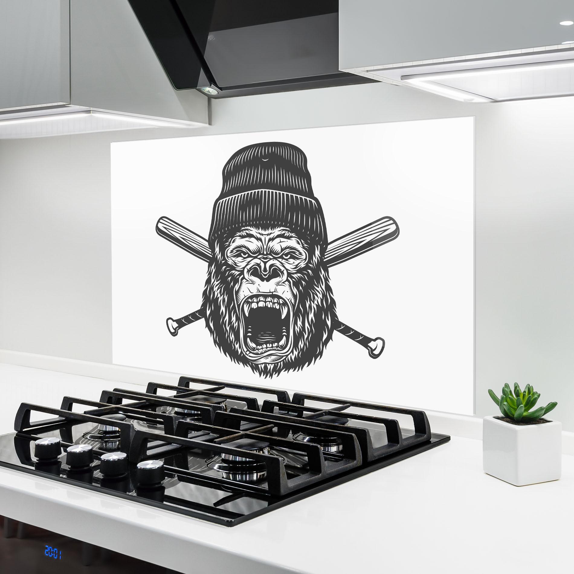Стъклен панел за кухня Baseball Gorilla mockup 6