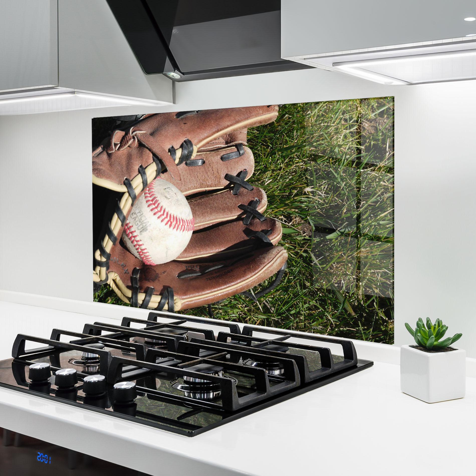 Стъклен панел за кухня Brown Baseball Glove mockup 6