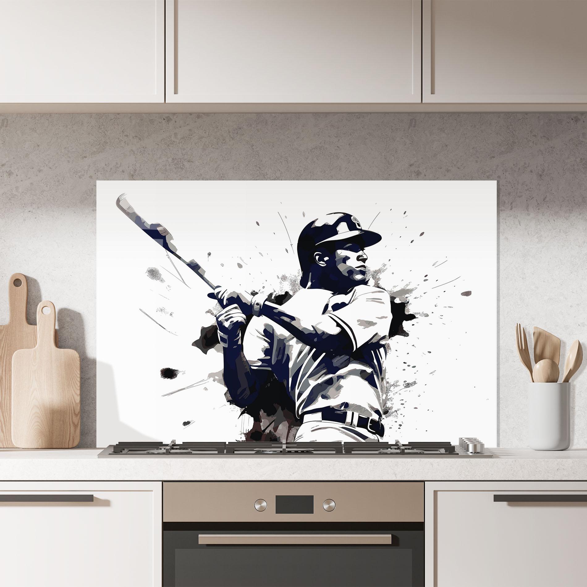 Стъклен панел за кухня Baseball Grey Art mockup 7