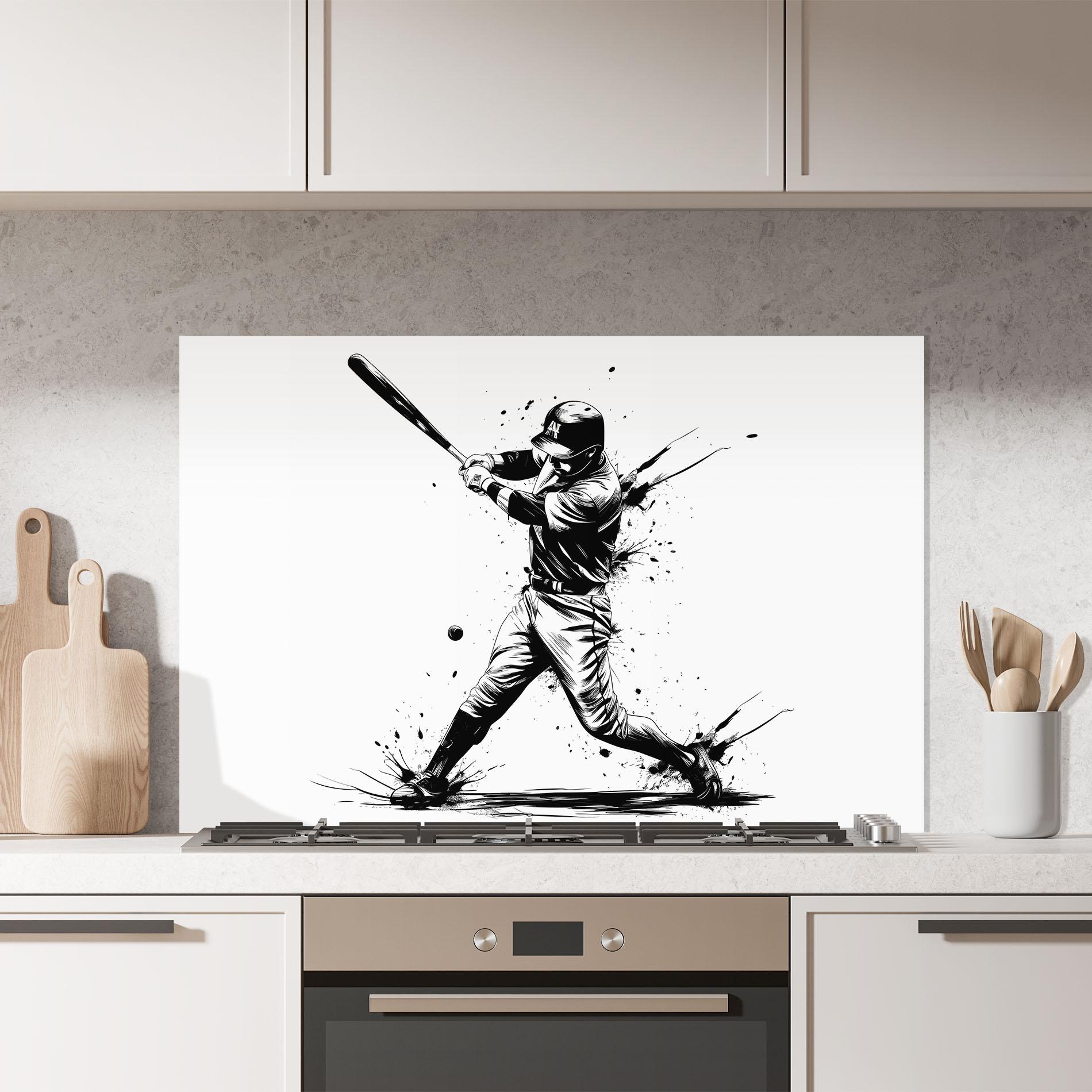 Стъклен панел за кухня Baseball Splash mockup 7