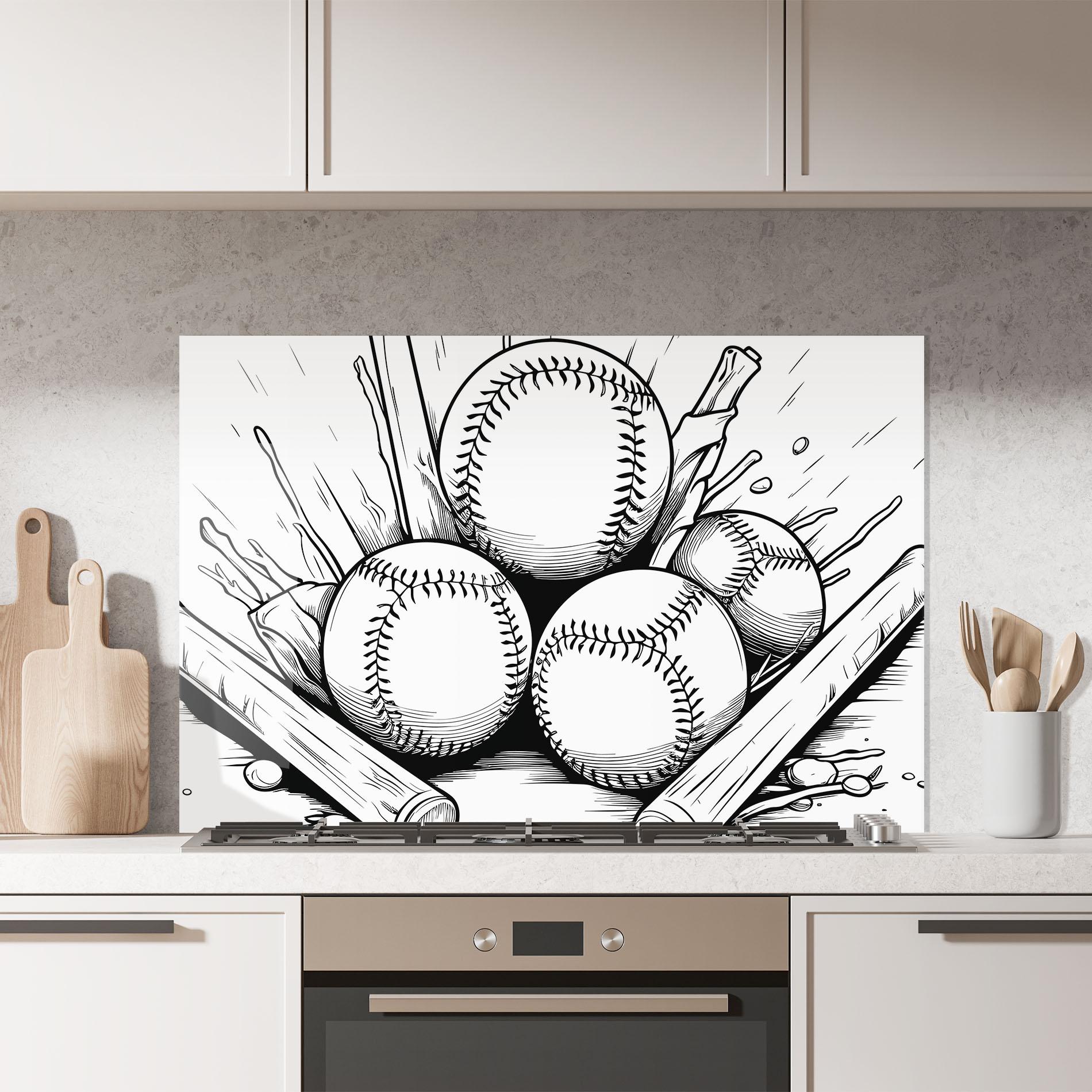 Стъклен панел за кухня Big Baseball Ball mockup 7