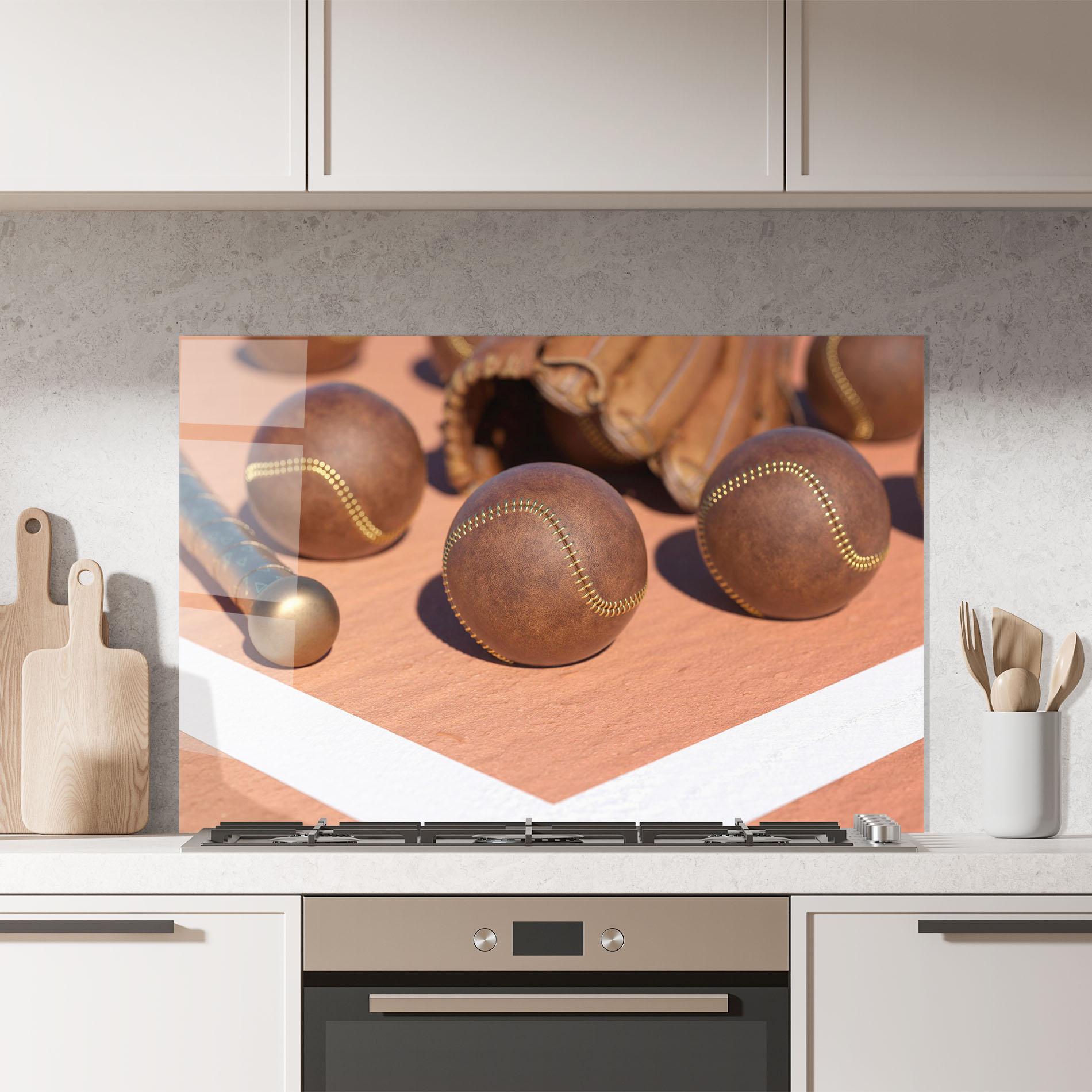 Стъклен панел за кухня Brown Baseball Ball mockup 7