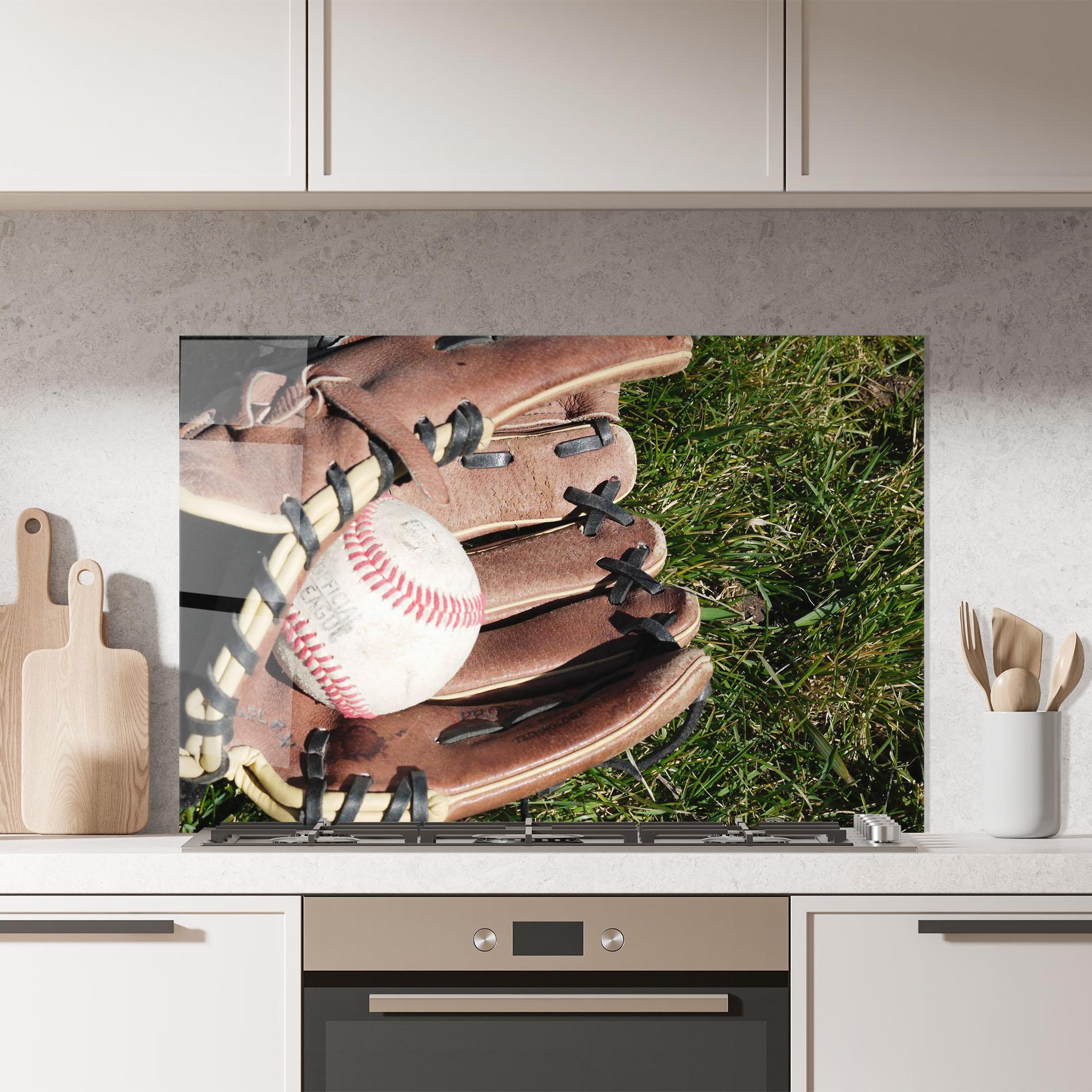 Стъклен панел за кухня Brown Baseball Glove mockup 7