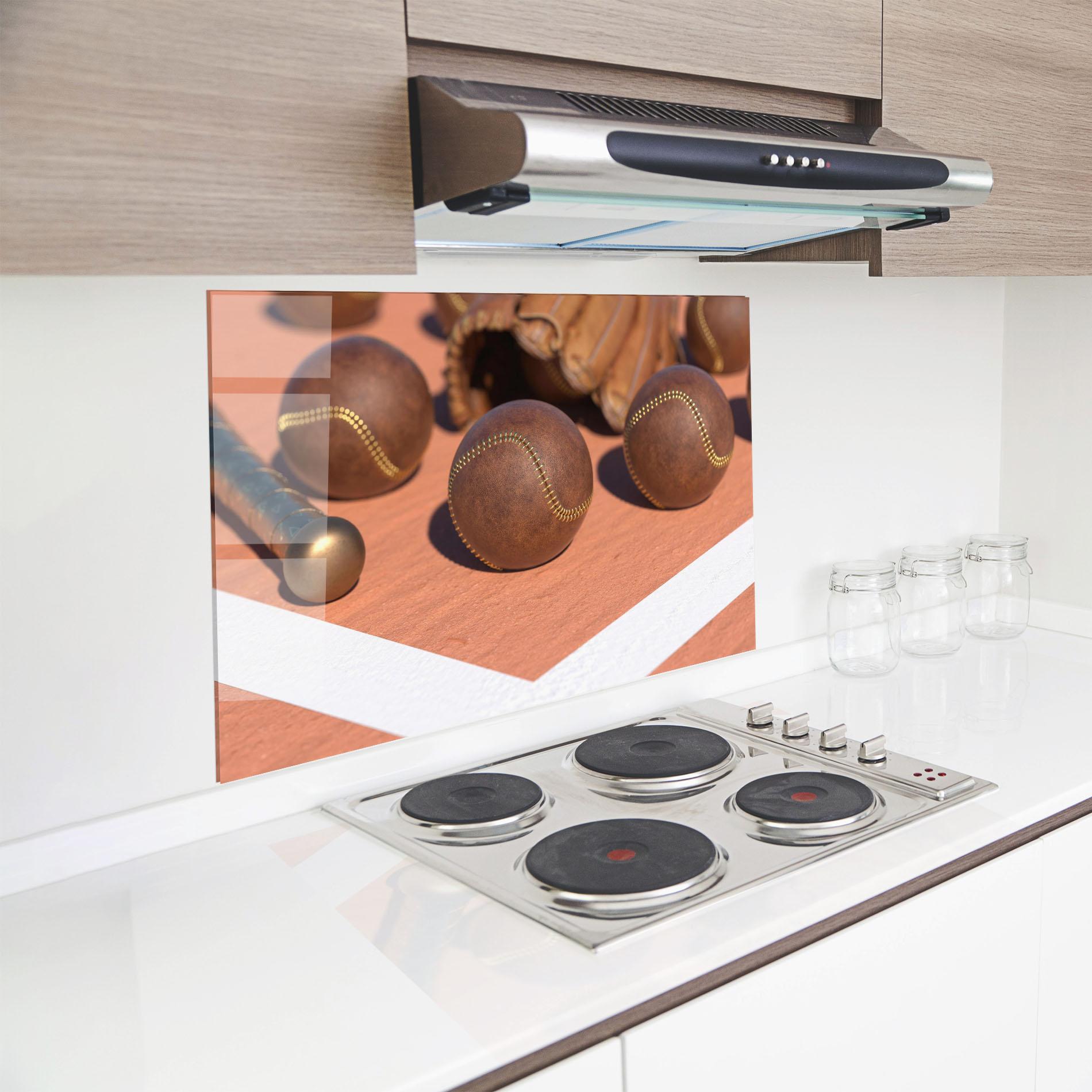 Стъклен панел за кухня Brown Baseball Ball mockup 8