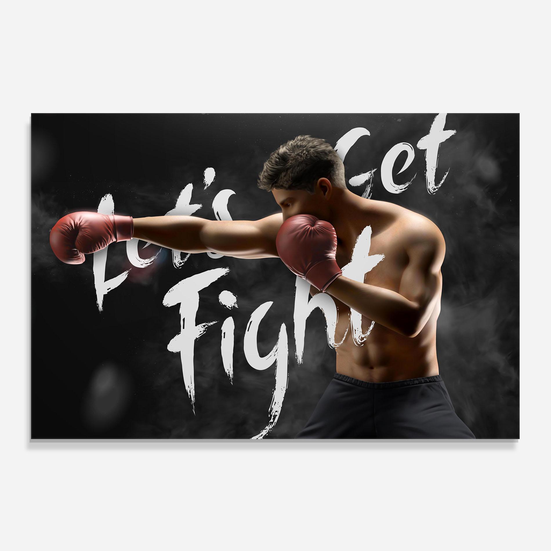 Стъклен панел за кухня Lets Get Fight mockup 0