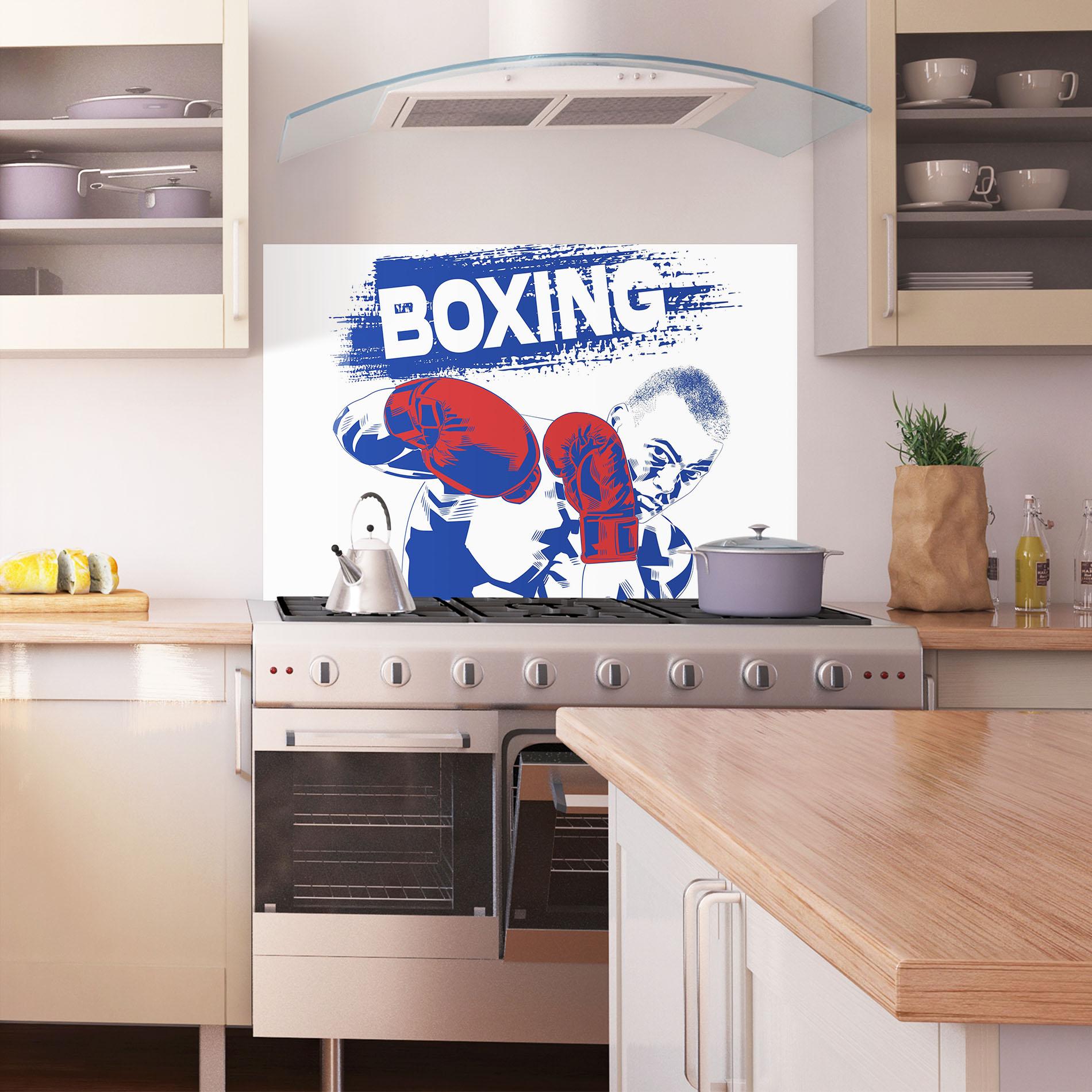 Стъклен панел за кухня Blue Boxing mockup 1