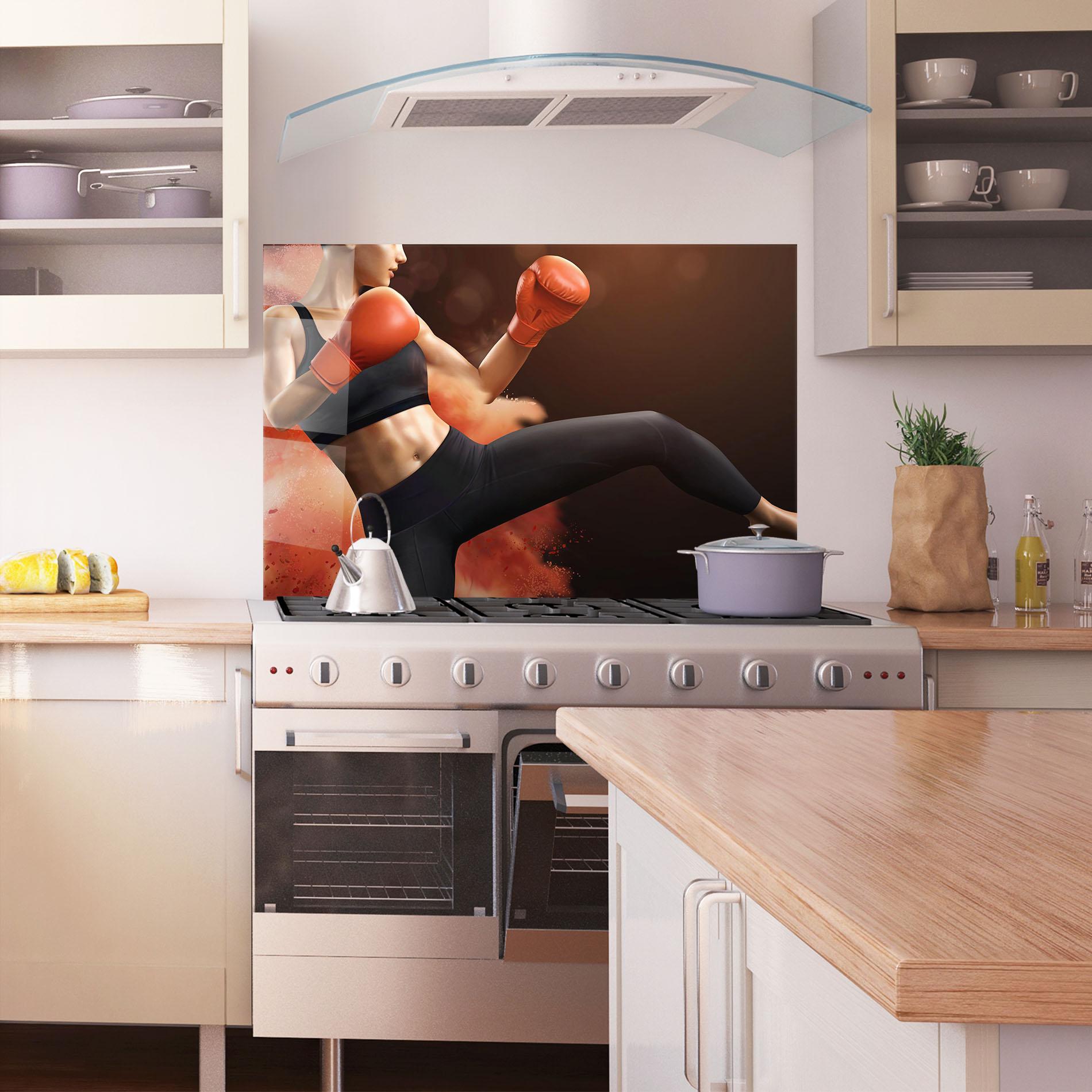 Стъклен панел за кухня Woman Box mockup 1