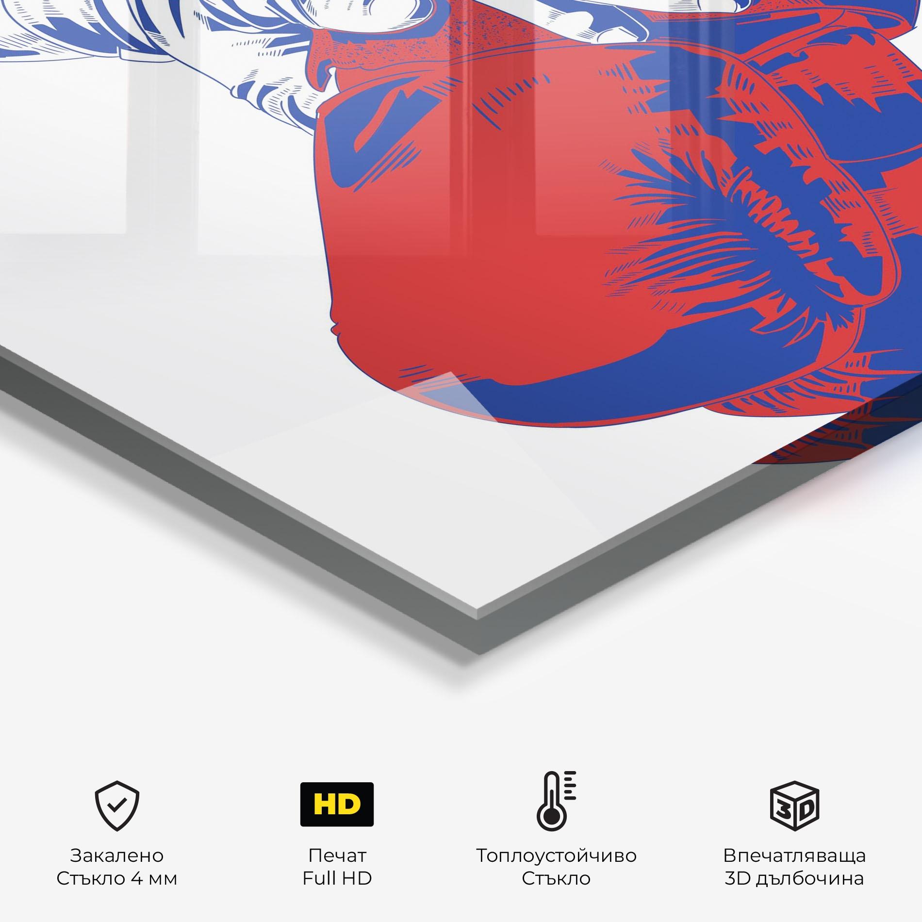 Стъклен панел за кухня Boxing Blue mockup 2