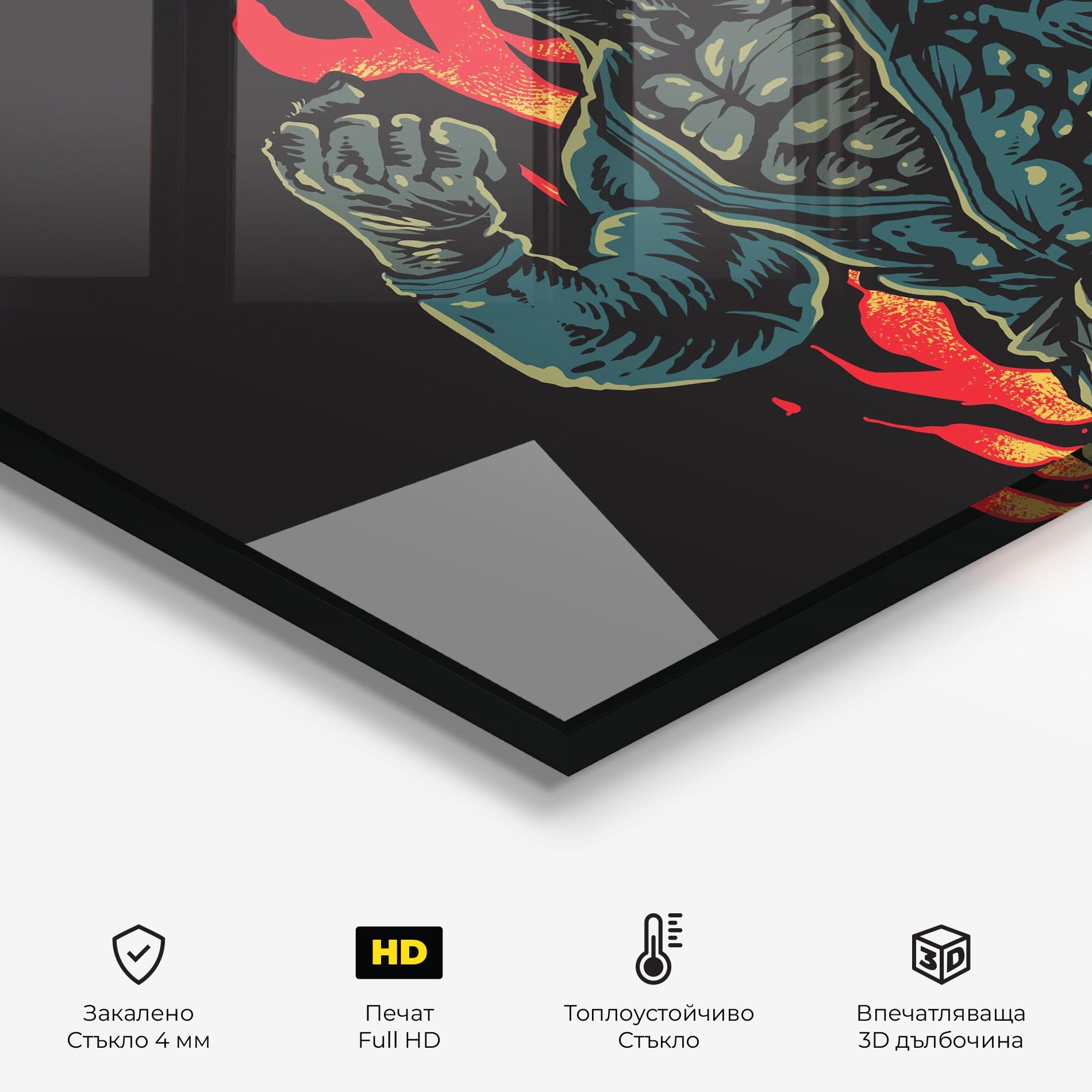 Стъклен панел за кухня Gorilla Box Fighter mockup 2