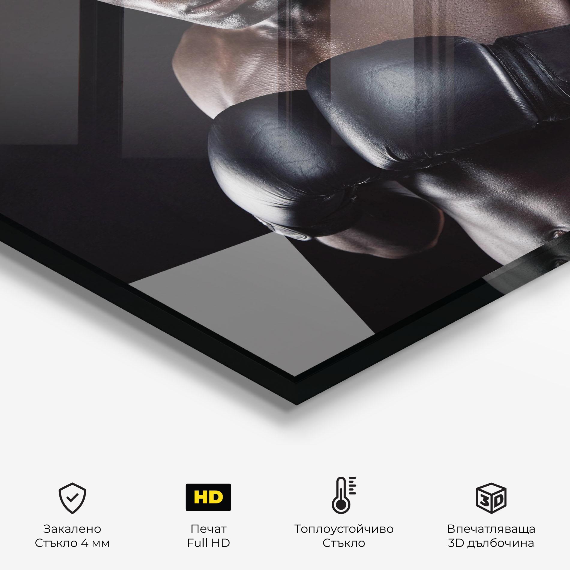 Стъклен панел за кухня Powerful Fighter mockup 2