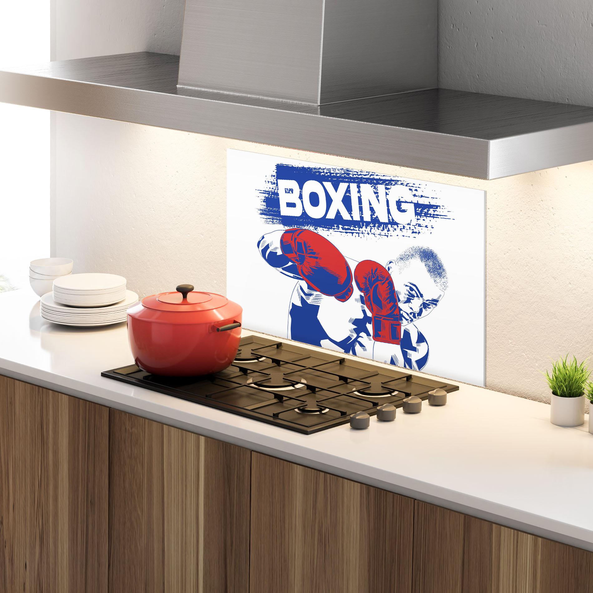 Стъклен панел за кухня Blue Boxing mockup 4