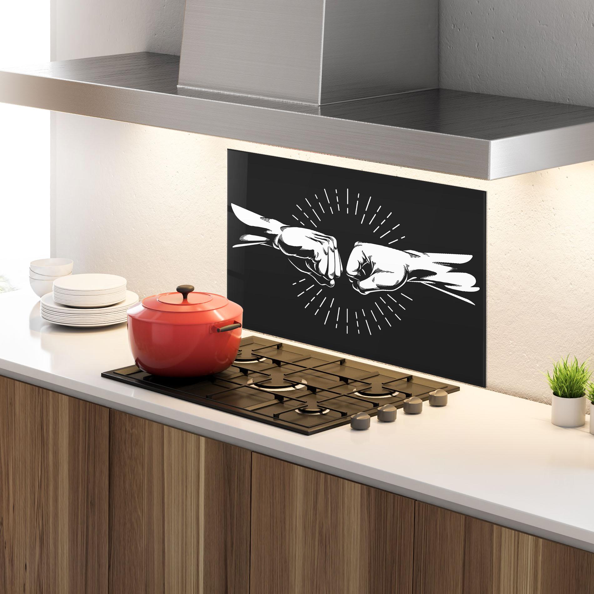 Стъклен панел за кухня Grey Handshake Box mockup 4