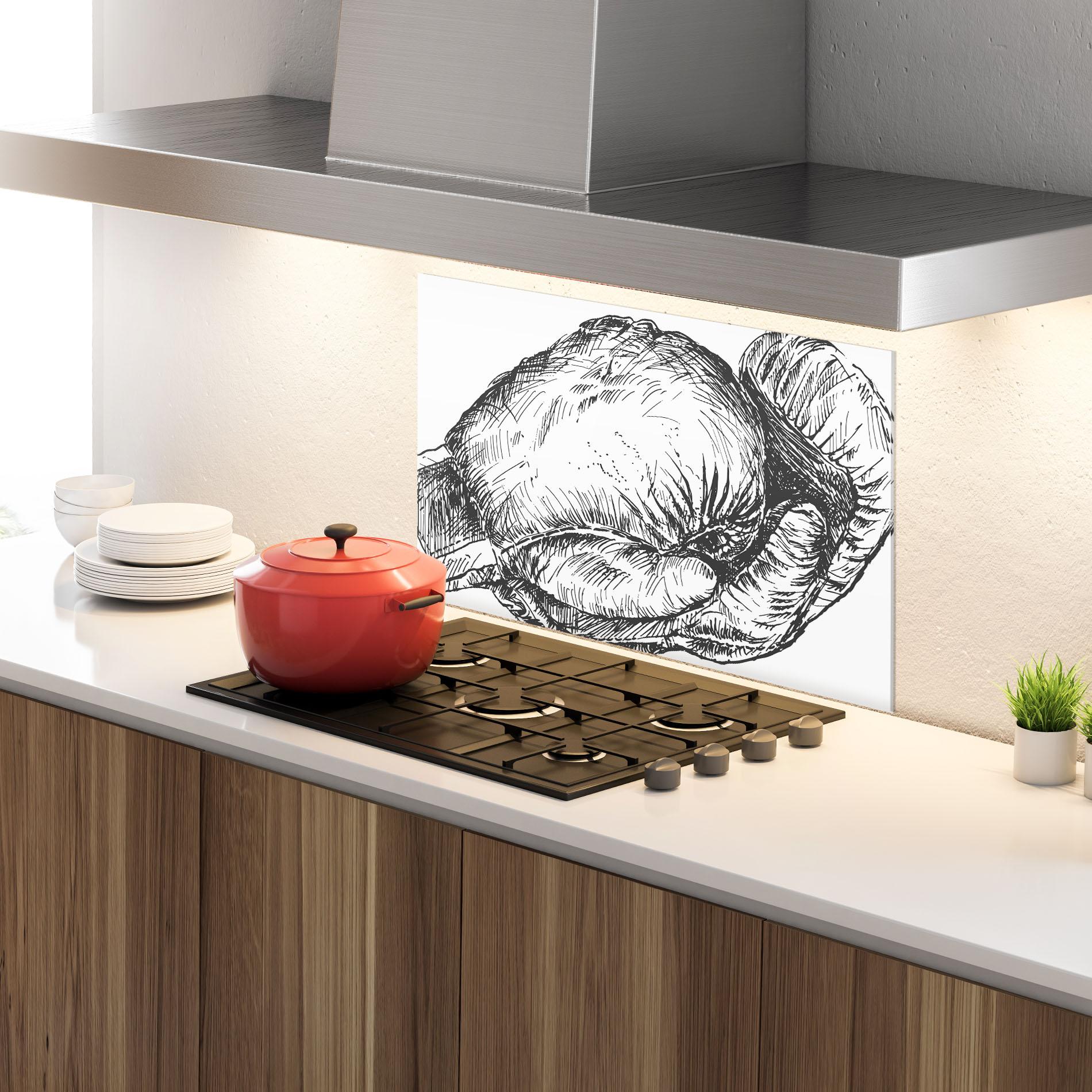 Стъклен панел за кухня Grey Line Glove mockup 4