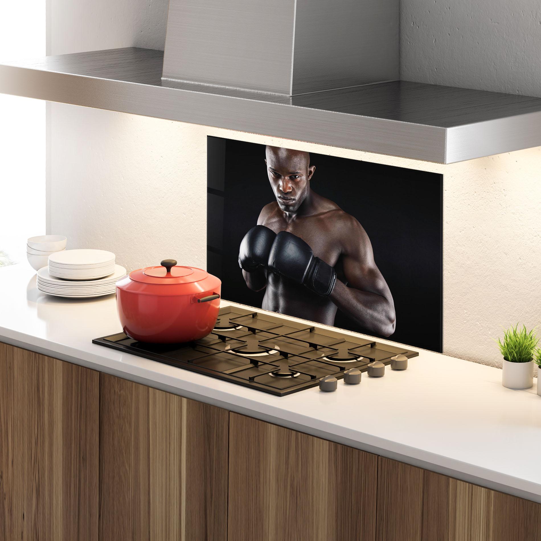 Стъклен панел за кухня Powerful Fighter mockup 4