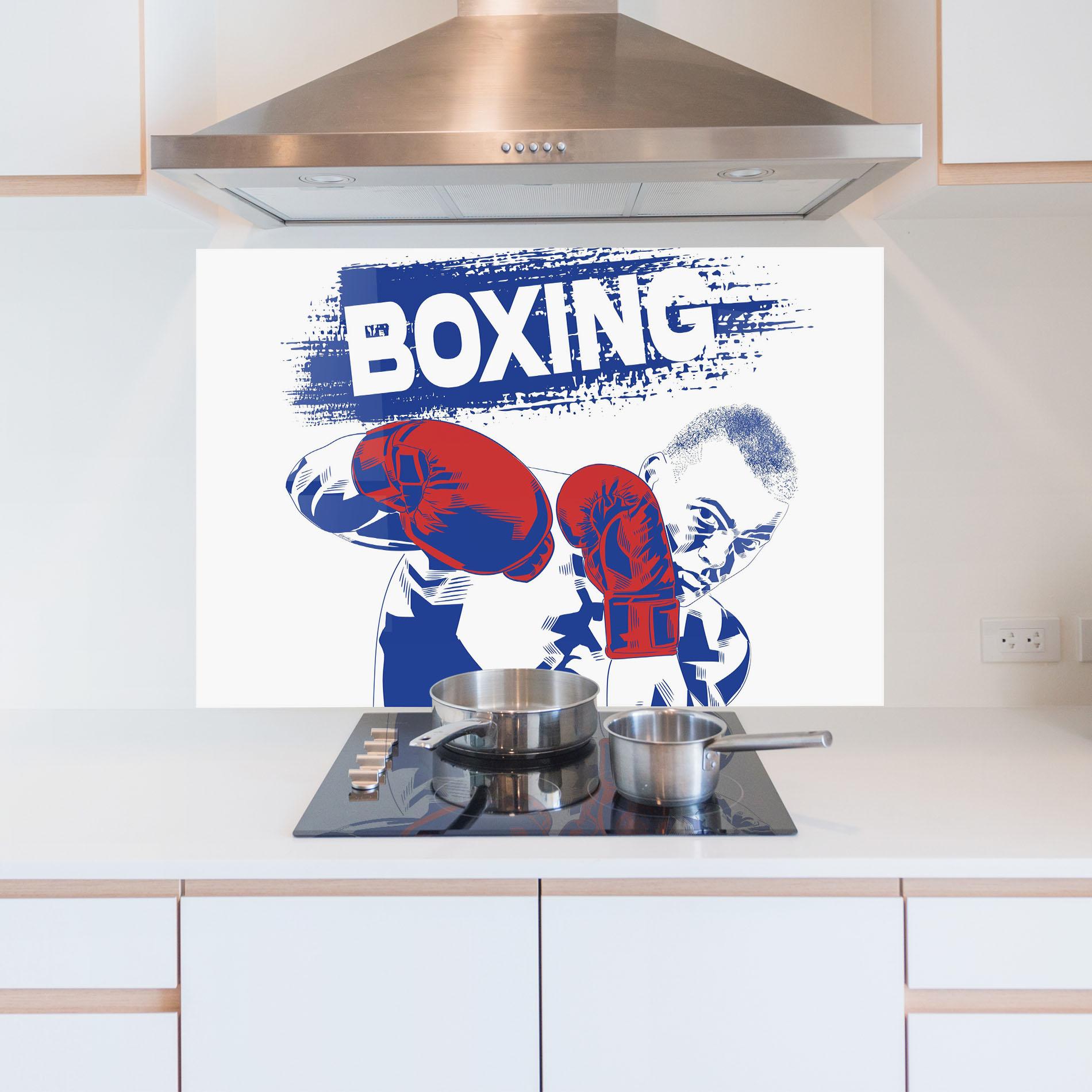 Стъклен панел за кухня Blue Boxing mockup 5