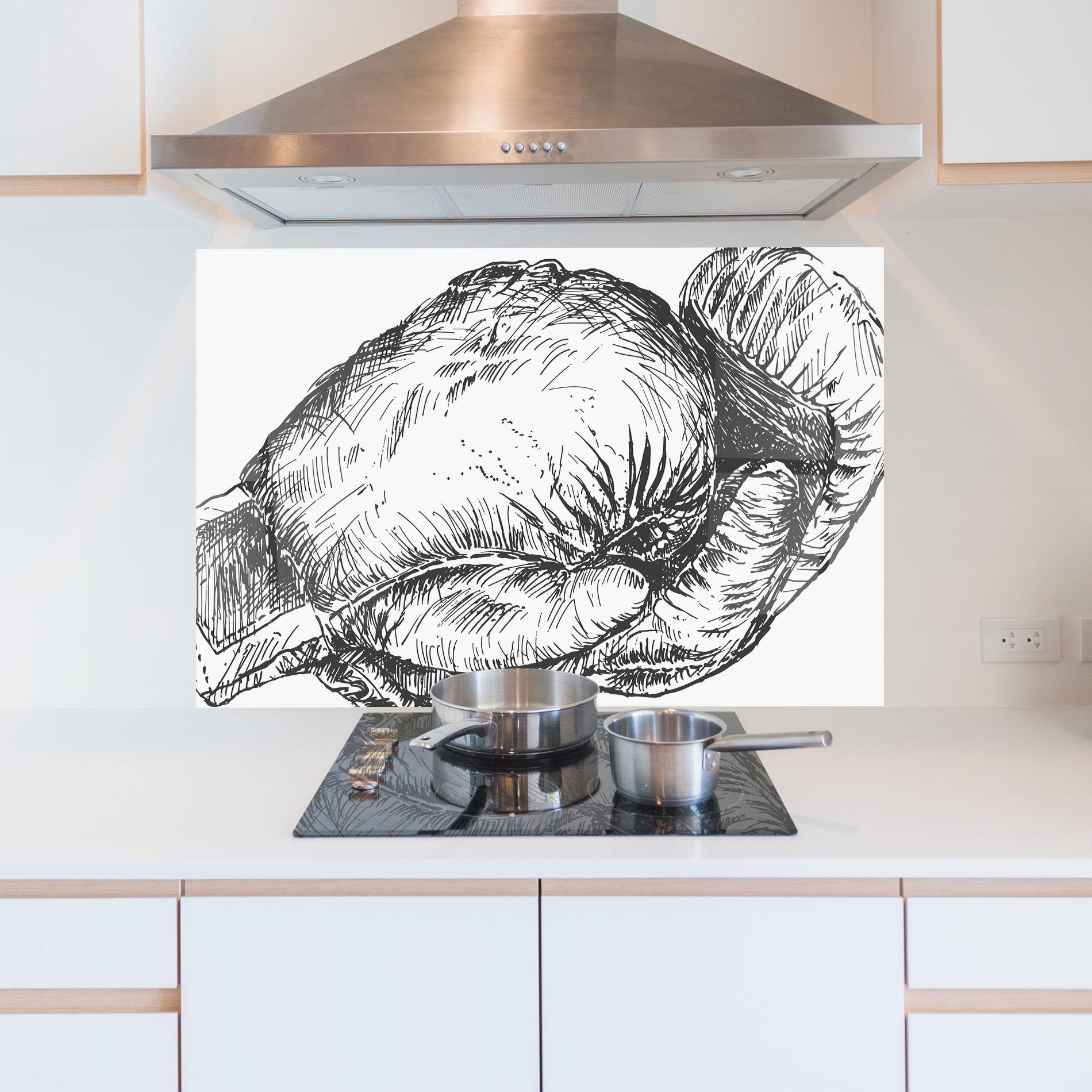 Стъклен панел за кухня Grey Line Glove mockup 5